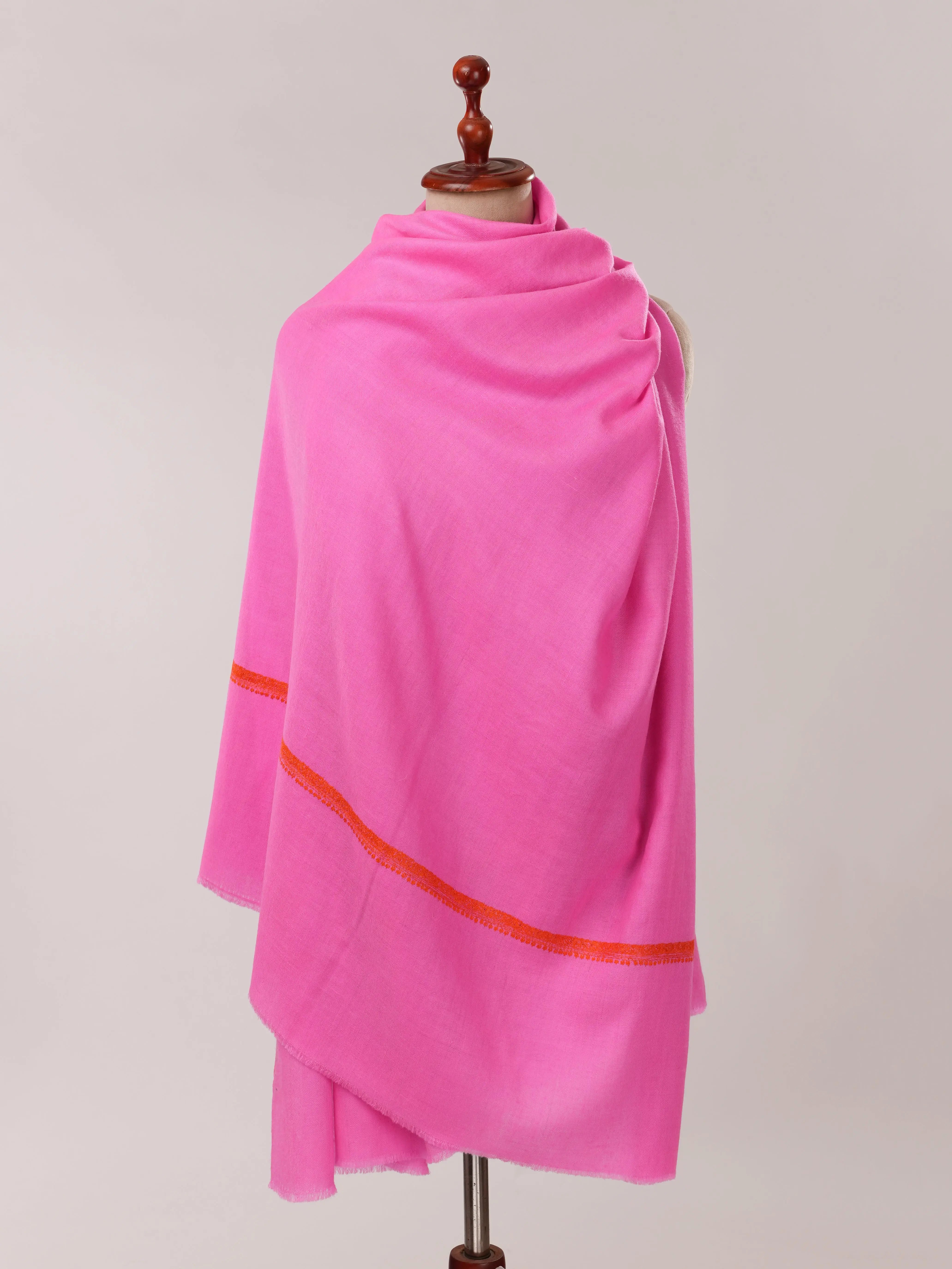 Magenta Hashia Embroidered Handwoven Soft Pashmina Shawl Shahkaar.com