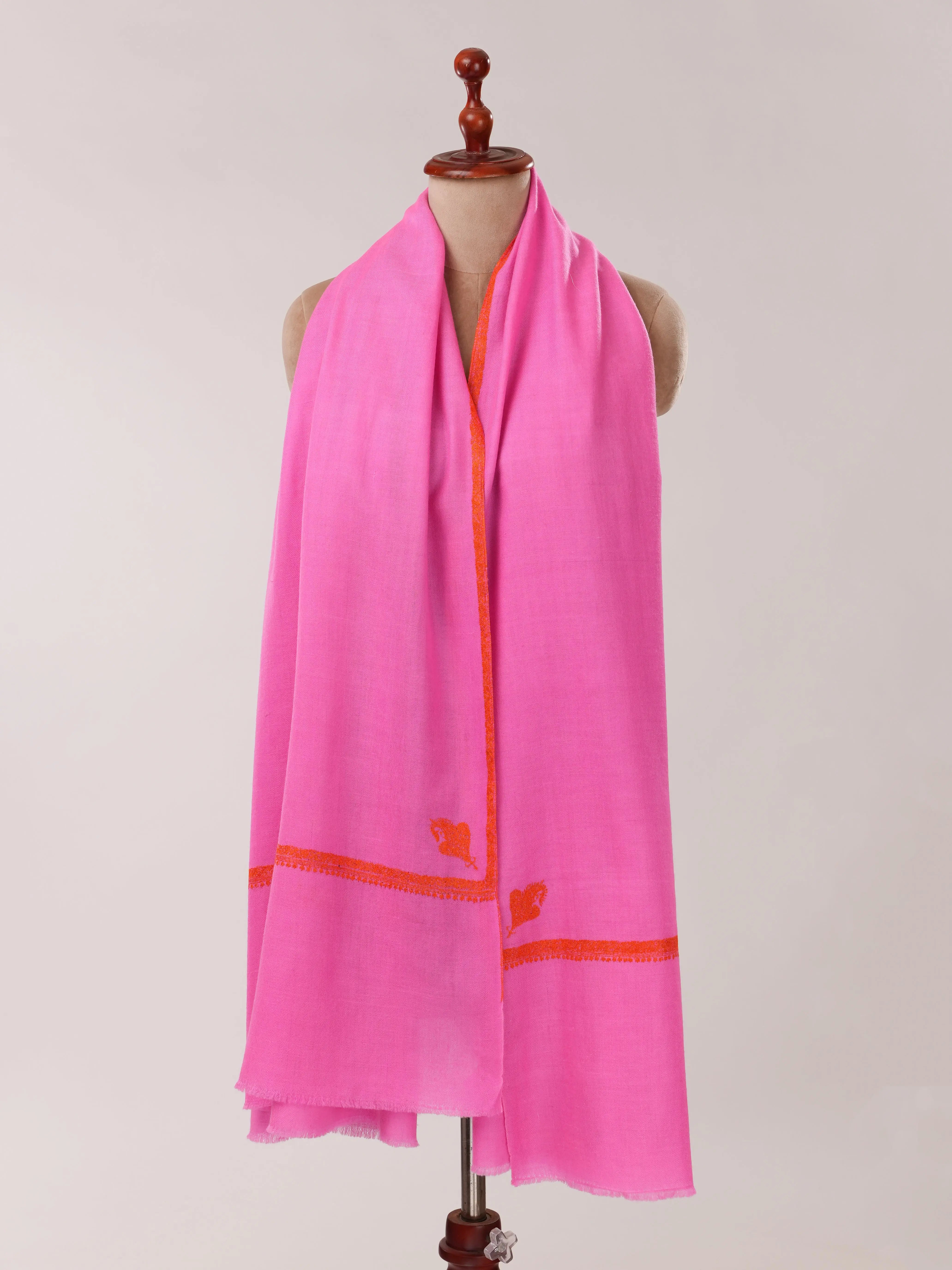 Magenta Hashia Embroidered Handwoven Soft Pashmina Shawl Shahkaar.com