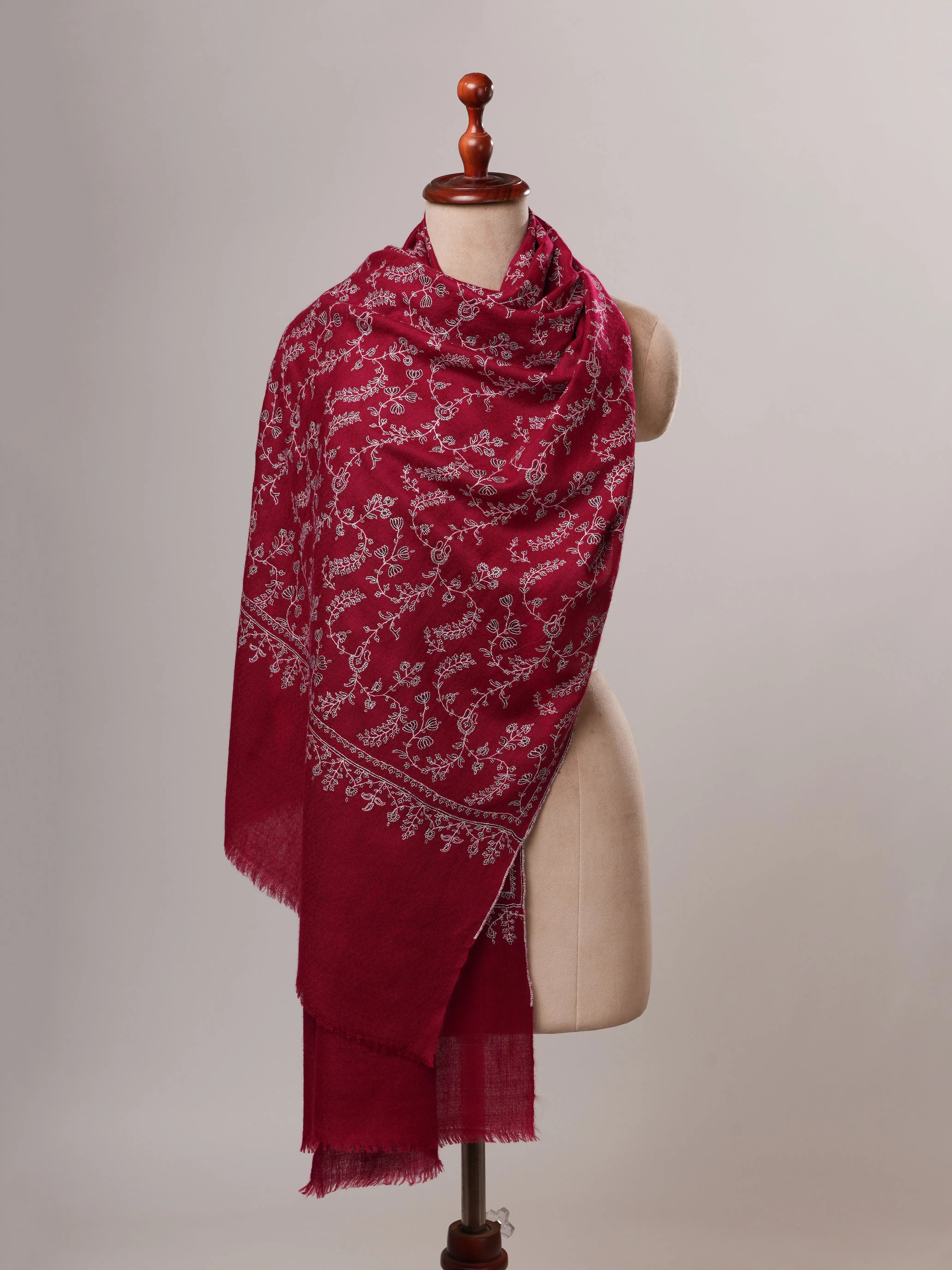 Sozni Embroidered Featherlight Handwoven Cashmere Scarf Shahkaar