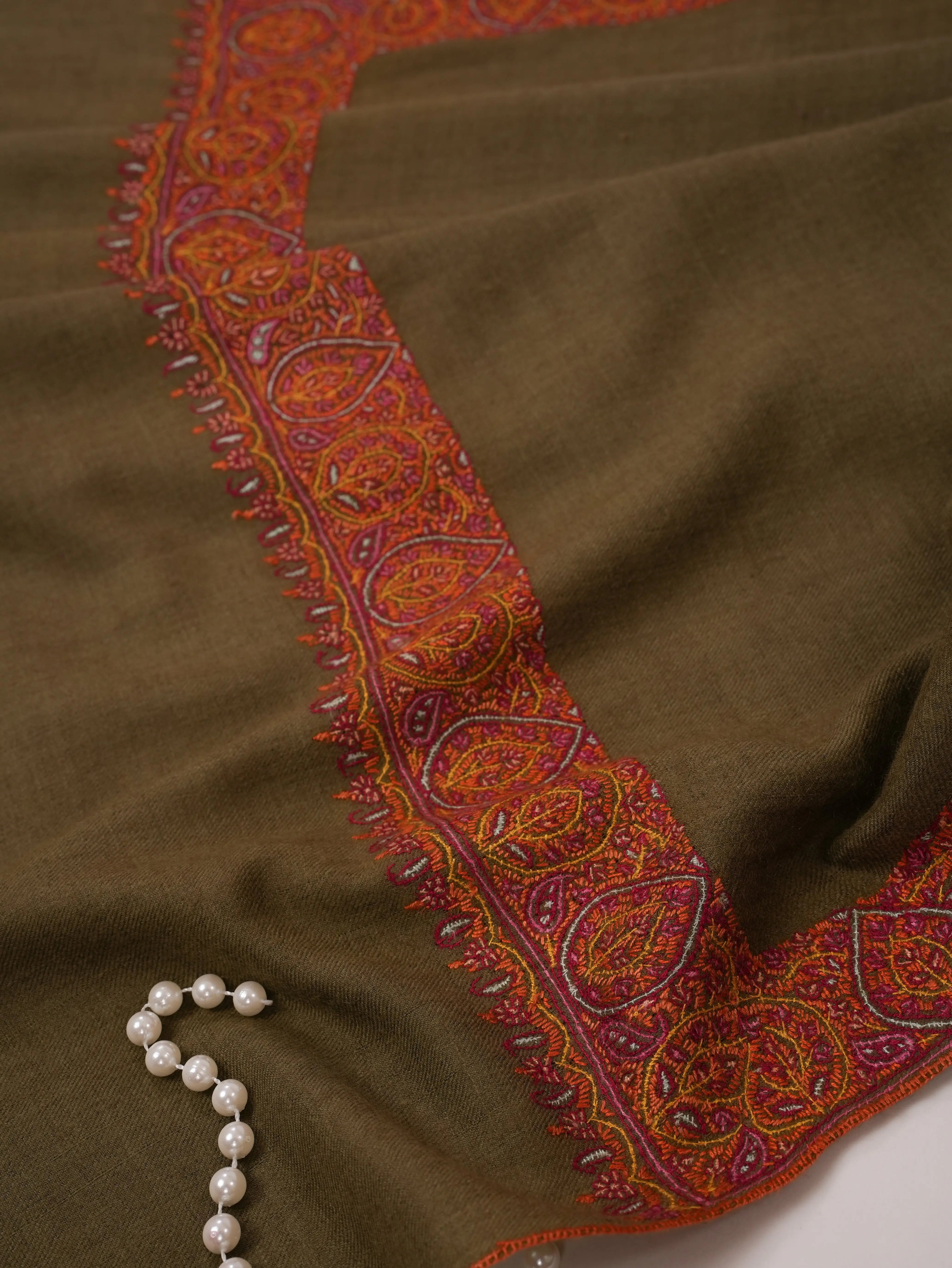 Classic Neemdaur Hand Embroidered Pure Pashmina Shawl Shahkaar.com