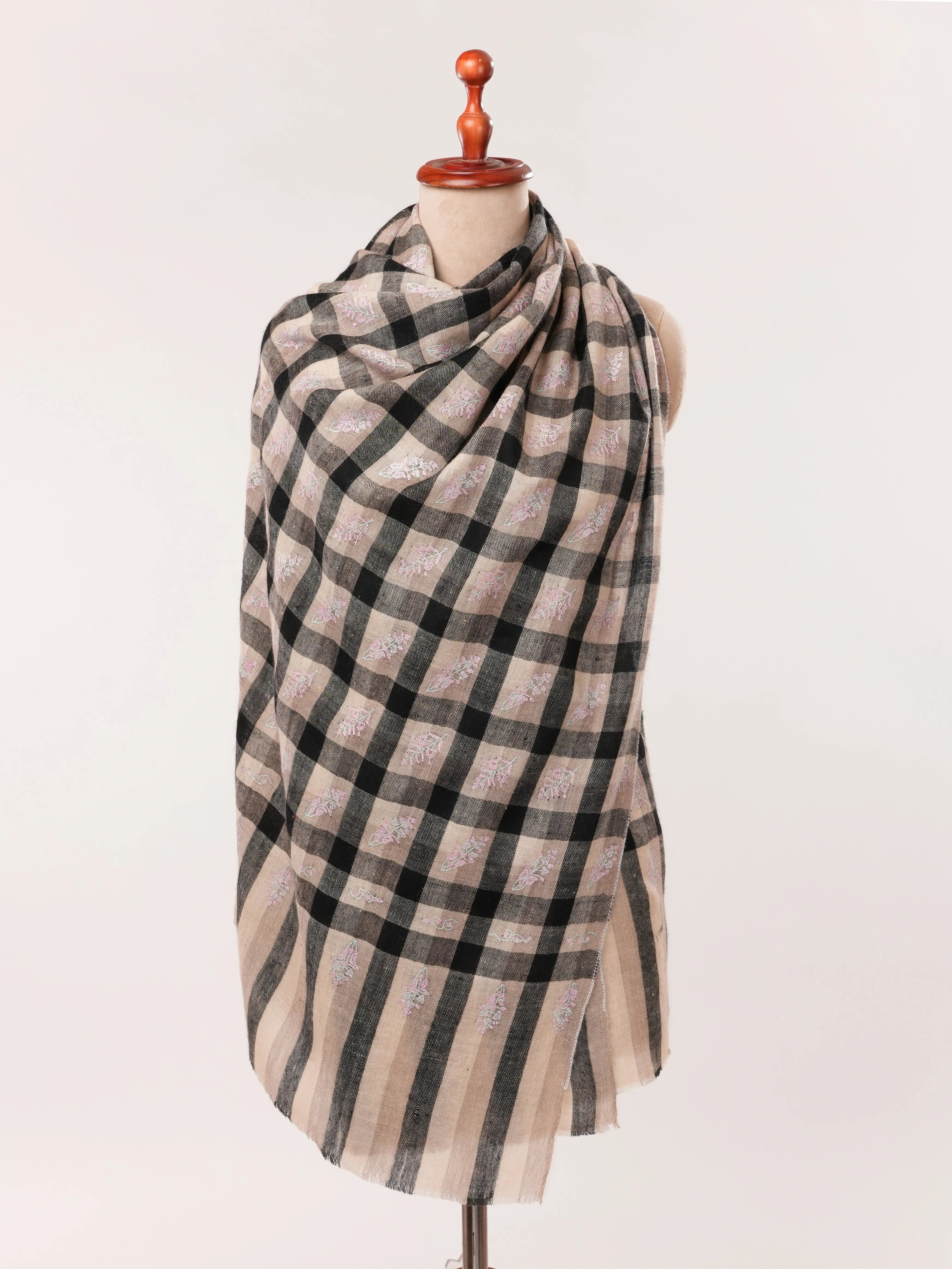 Featherlight Handwoven Cashmere Scarf with Buteh Embroidery Shahkaar.com