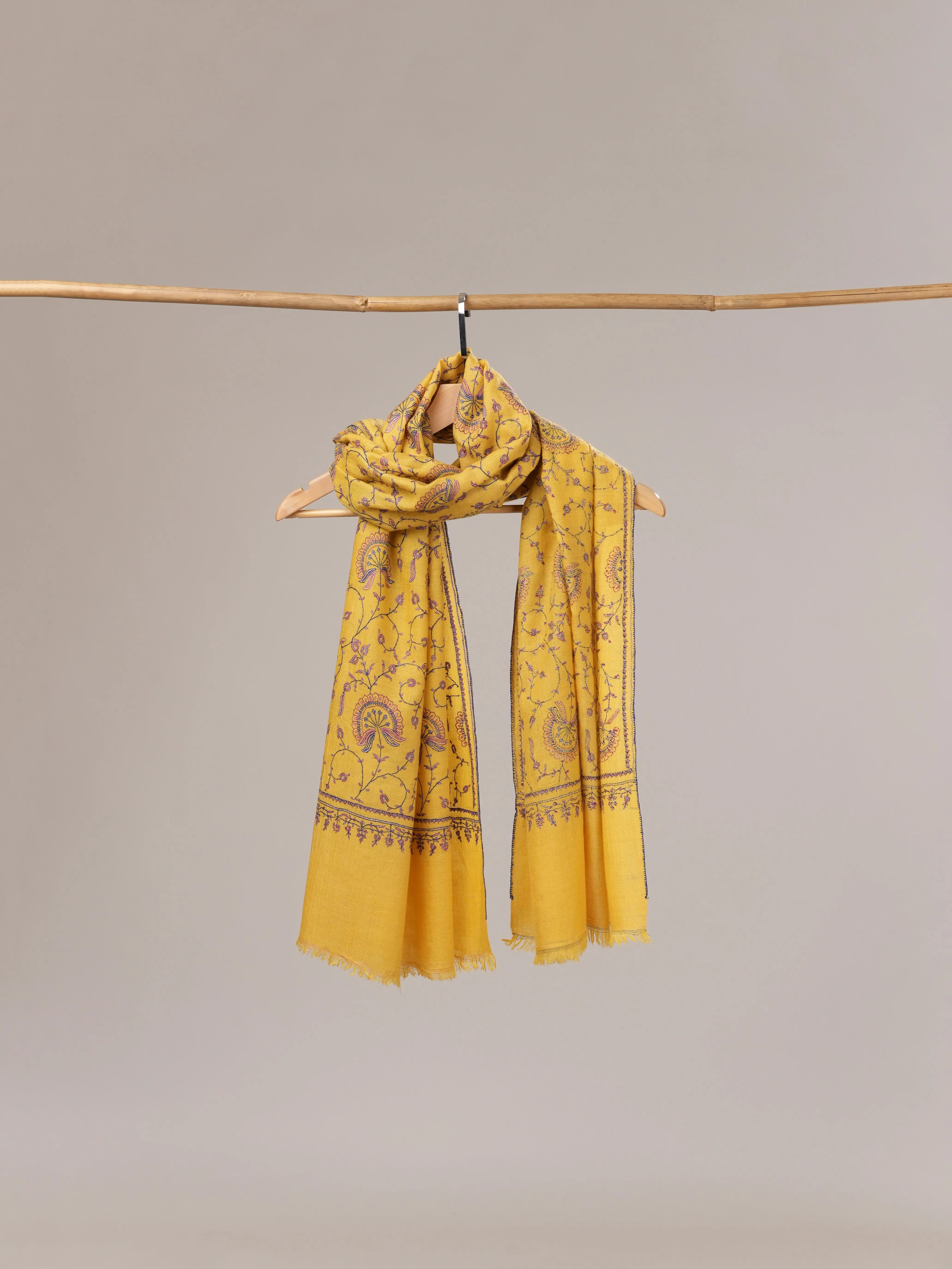 Jali Hand Embroidered Soft Cashmere Scarf Shahkaar.com