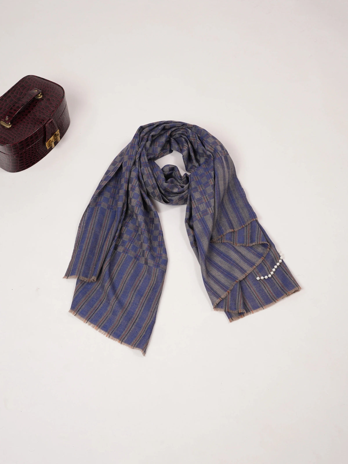 Blue Dual Shade Weave Soft Handwoven Pashmina Shawl