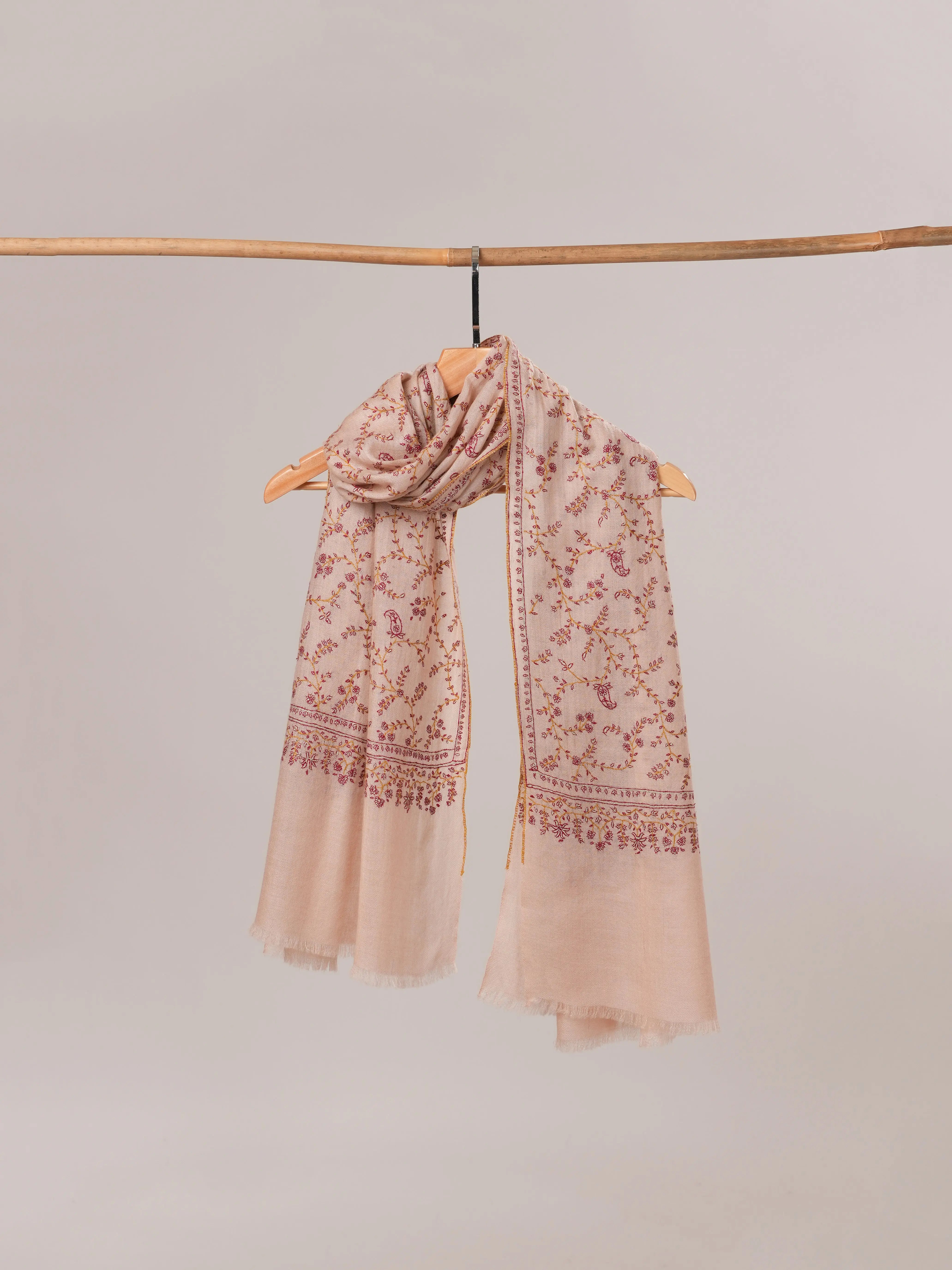 Hand Embroidered Soft Indian Cashmere Scarf Shahkaar.com