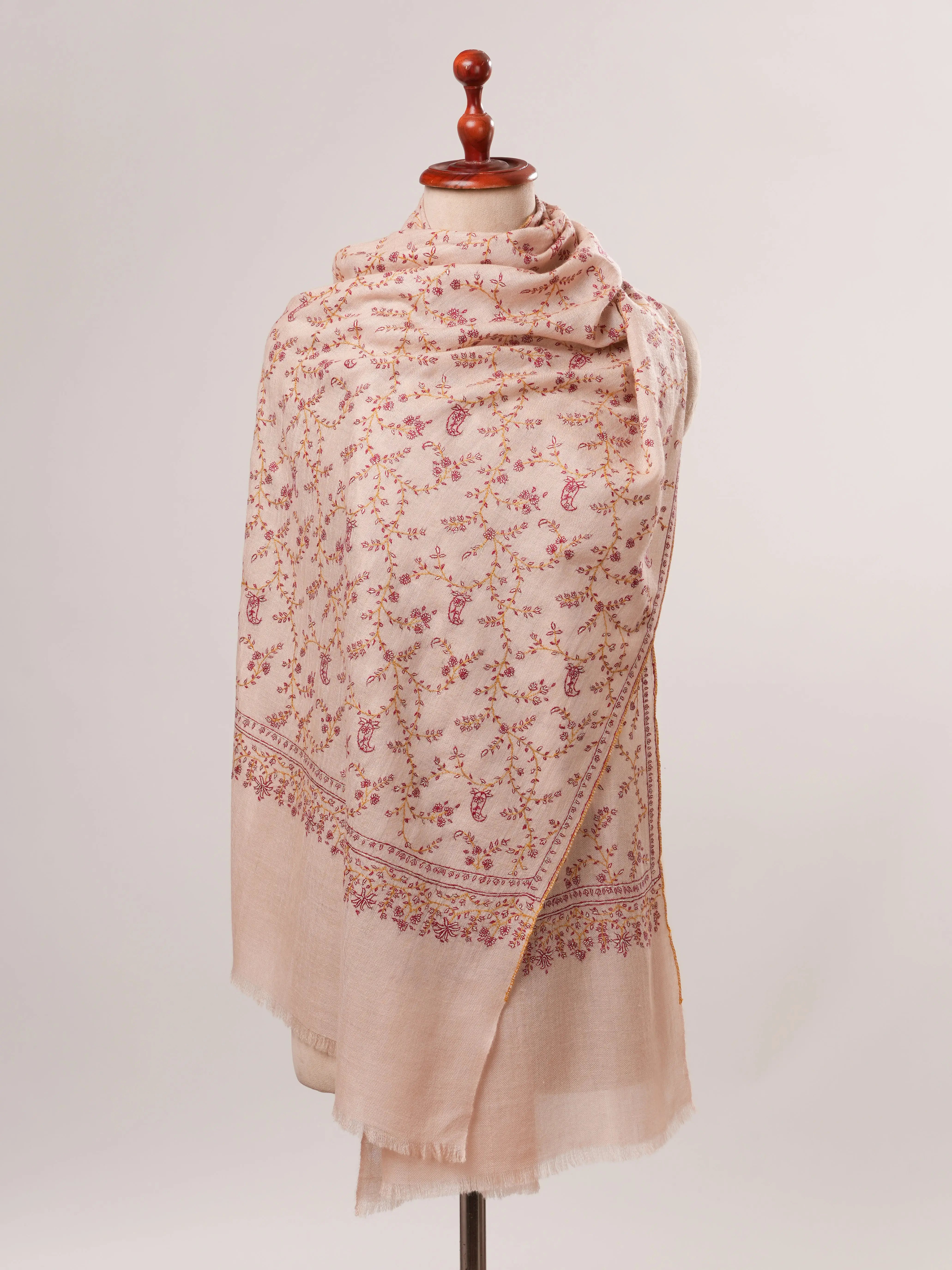 Hand Embroidered Soft Indian Cashmere Scarf Shahkaar.com