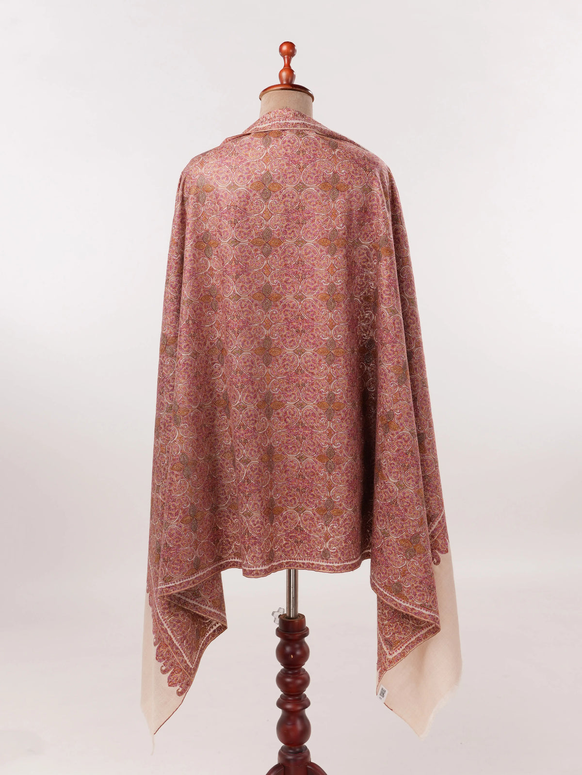 Xale Pashmina artesanal natural com delicado bordado de seda