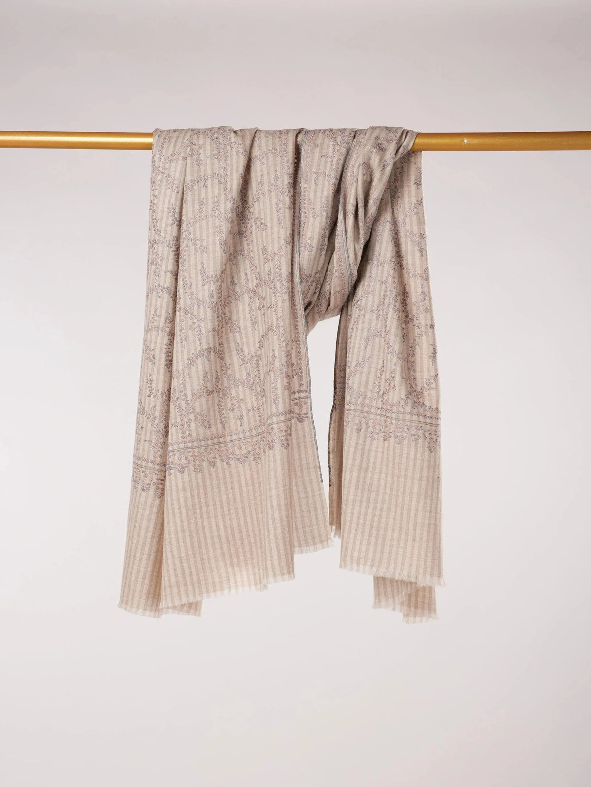 Handwoven Jali Baby Soft Pashmina Shawl with Hand Sozni Embroidery Shahkaar.com