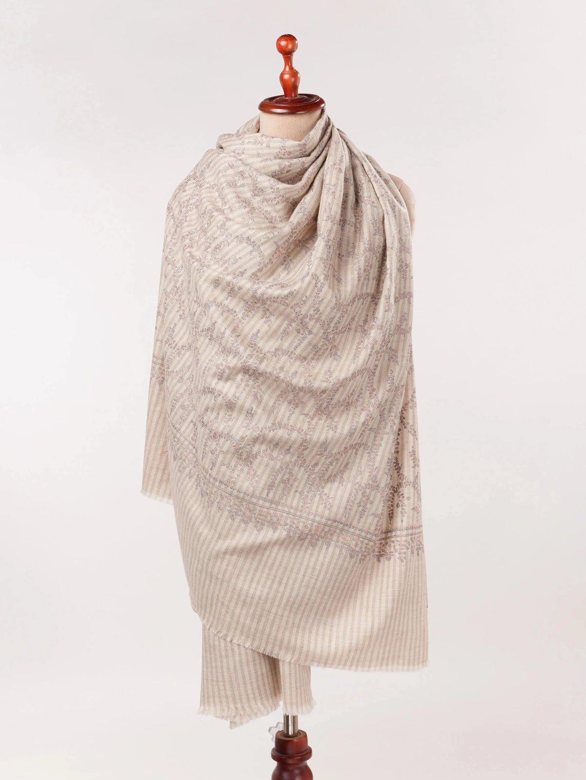 Handwoven Jali Baby Soft Pashmina Shawl with Hand Sozni Embroidery Shahkaar.com
