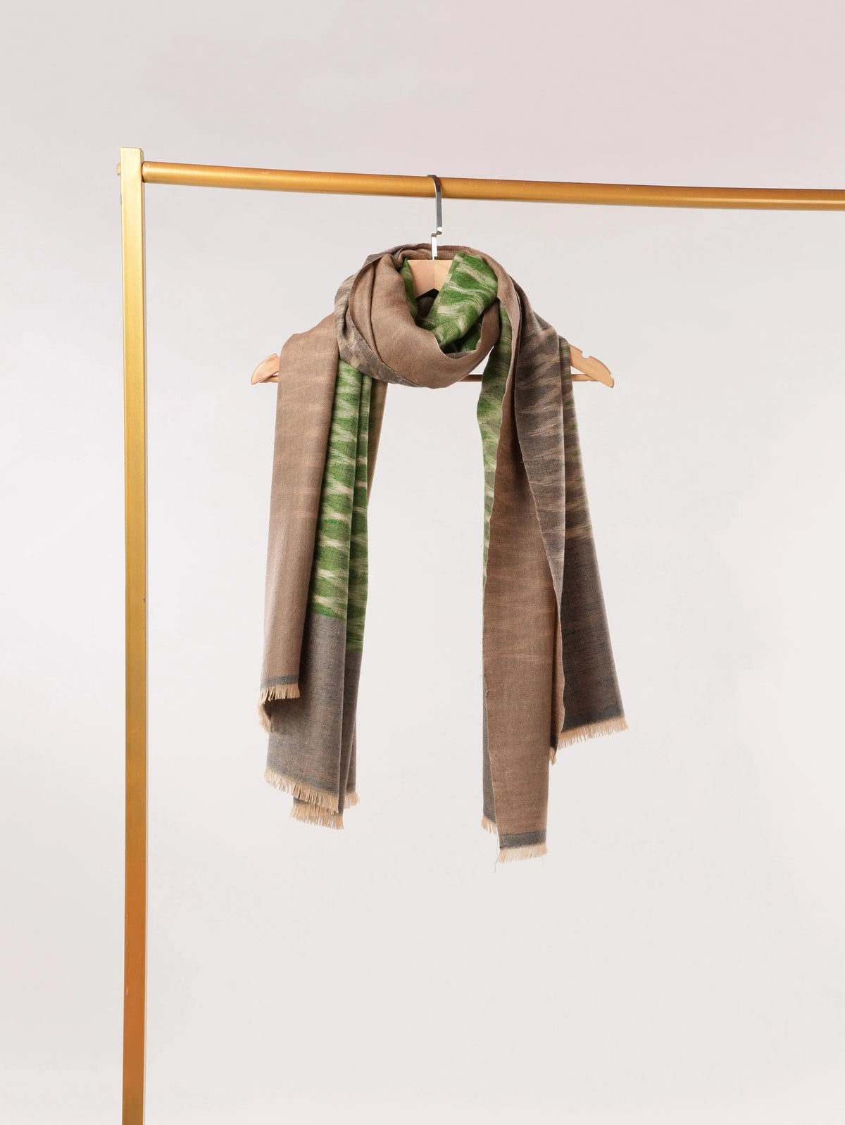 Dual Tone Handwoven Soft Pashmina Shawl with Ikat Weave