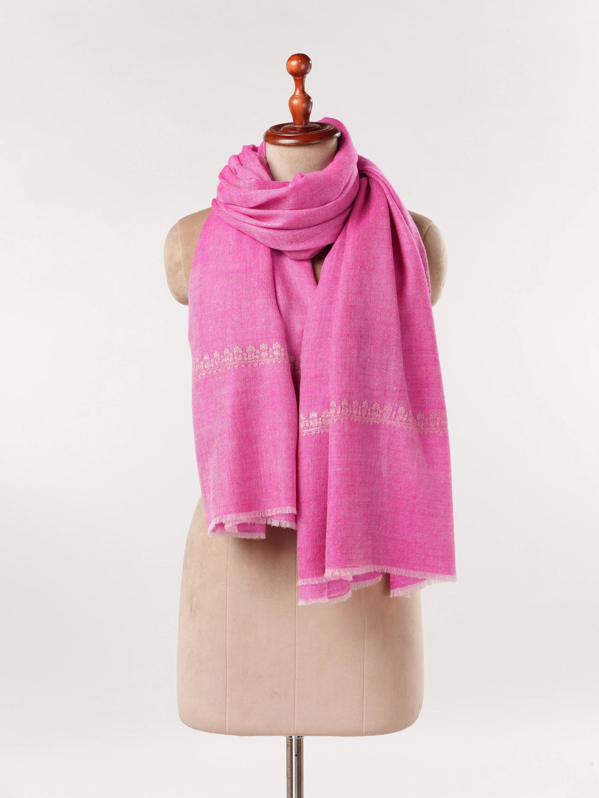 Handwoven Pink Pashmina Shawl with Hashidar Embroidery
