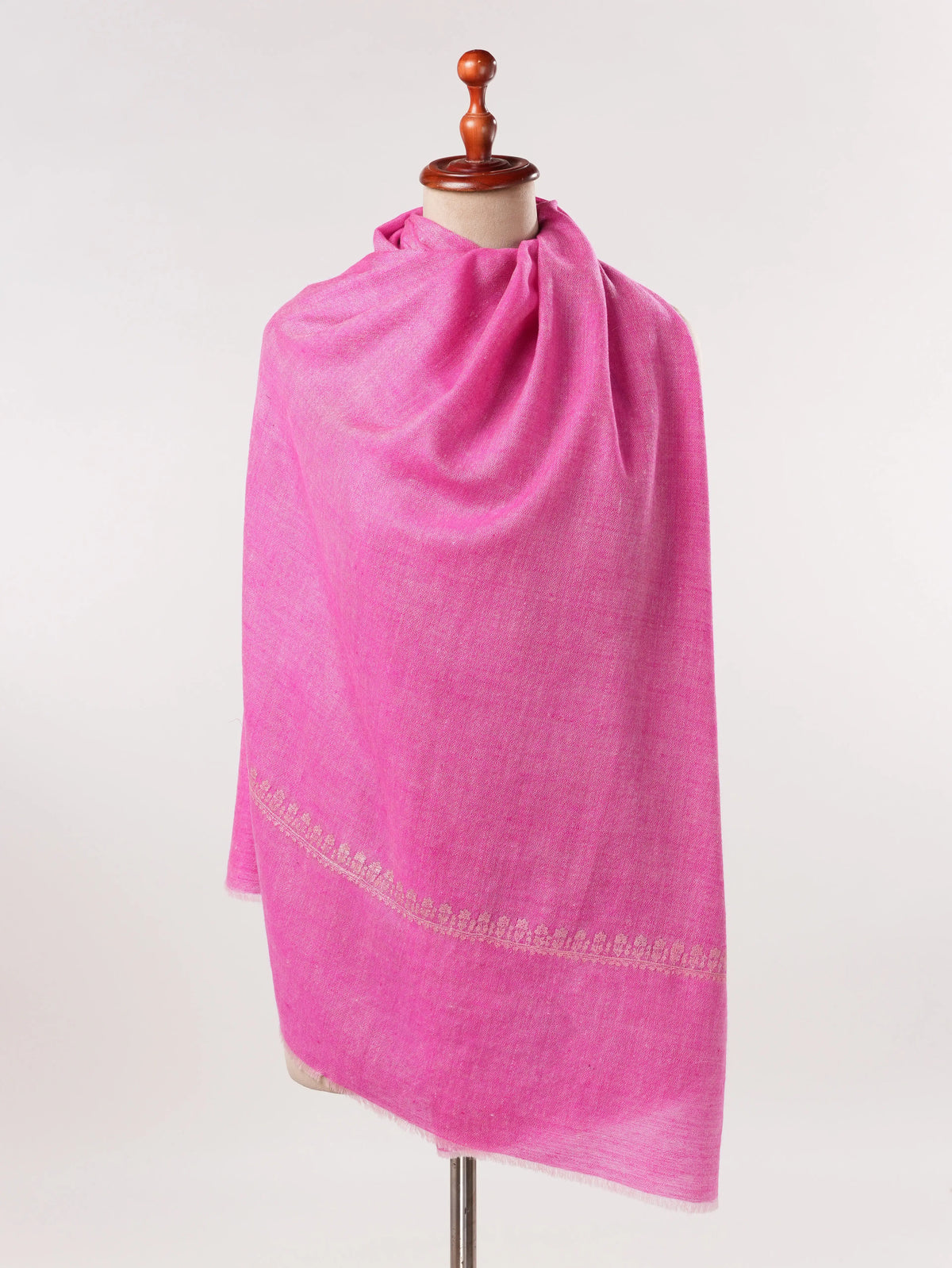 Handwoven Pink Pashmina Shawl with Hashidar Embroidery