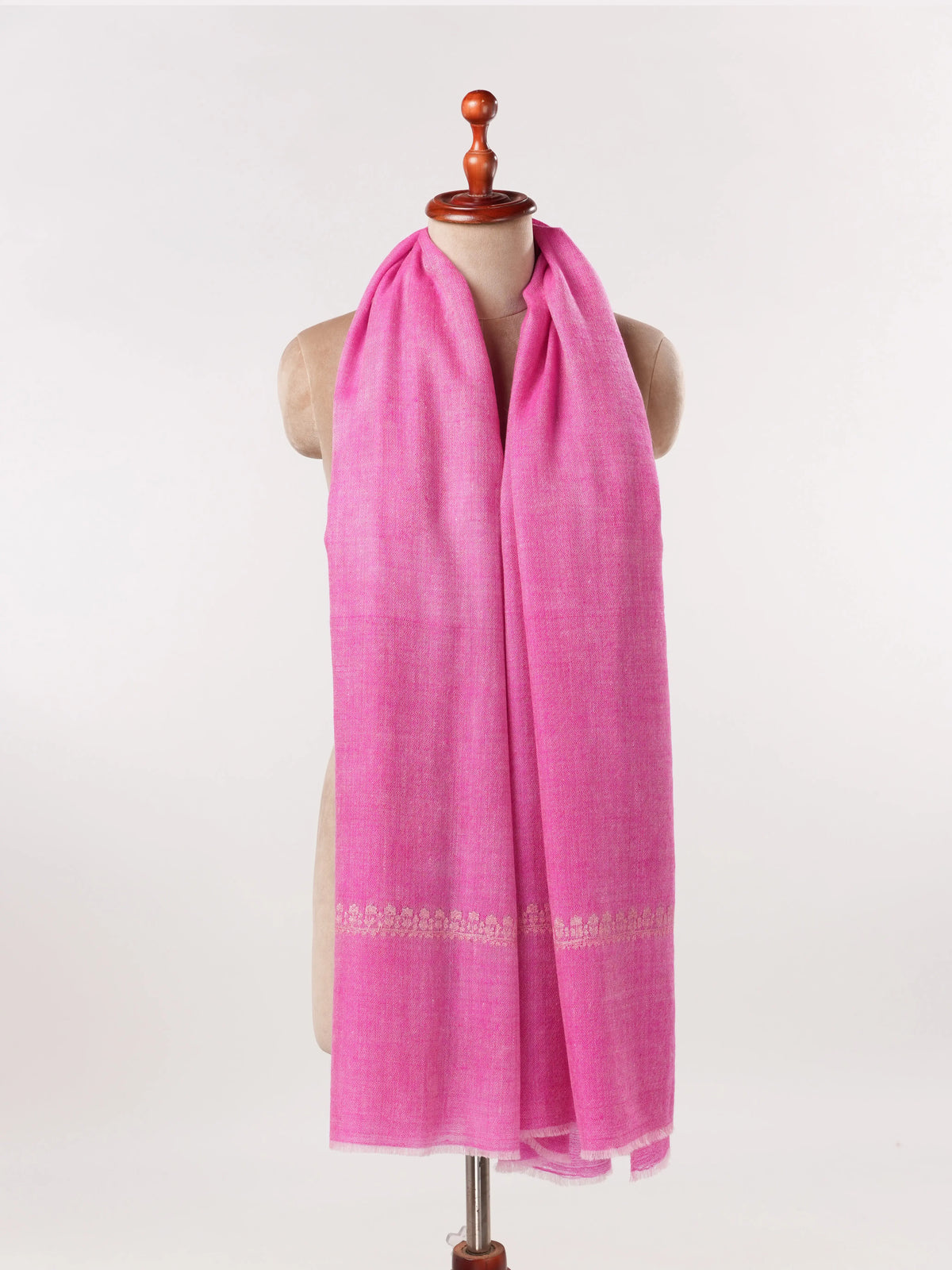 Handwoven Pink Pashmina Shawl with Hashidar Embroidery