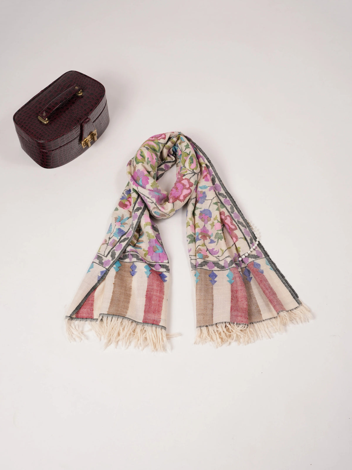 Kani Handwoven Beige Authentic Pashmina Shawl for Women Shahkaar.com