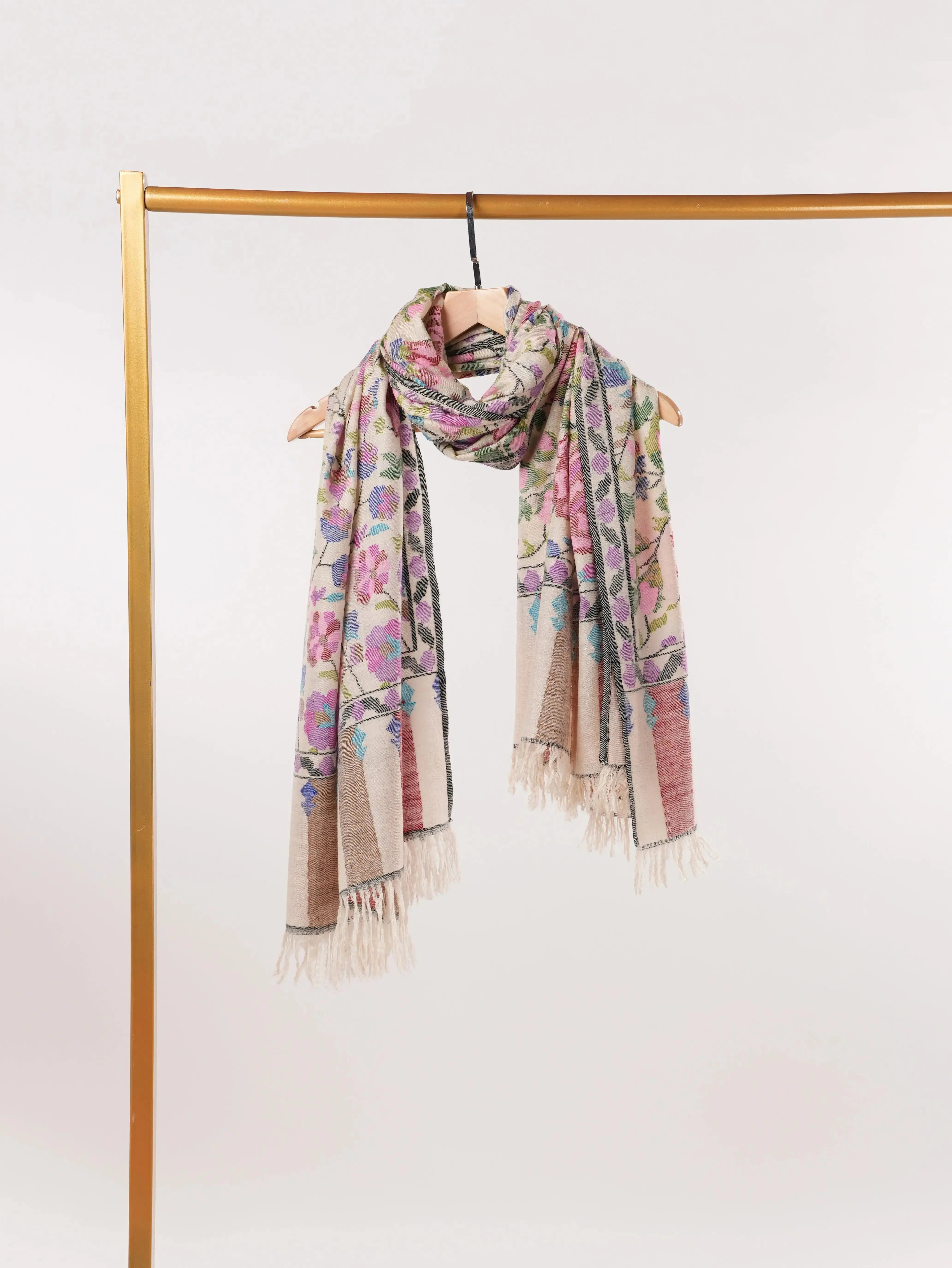 Kani Handwoven Beige Authentic Pashmina Shawl for Women Shahkaar.com