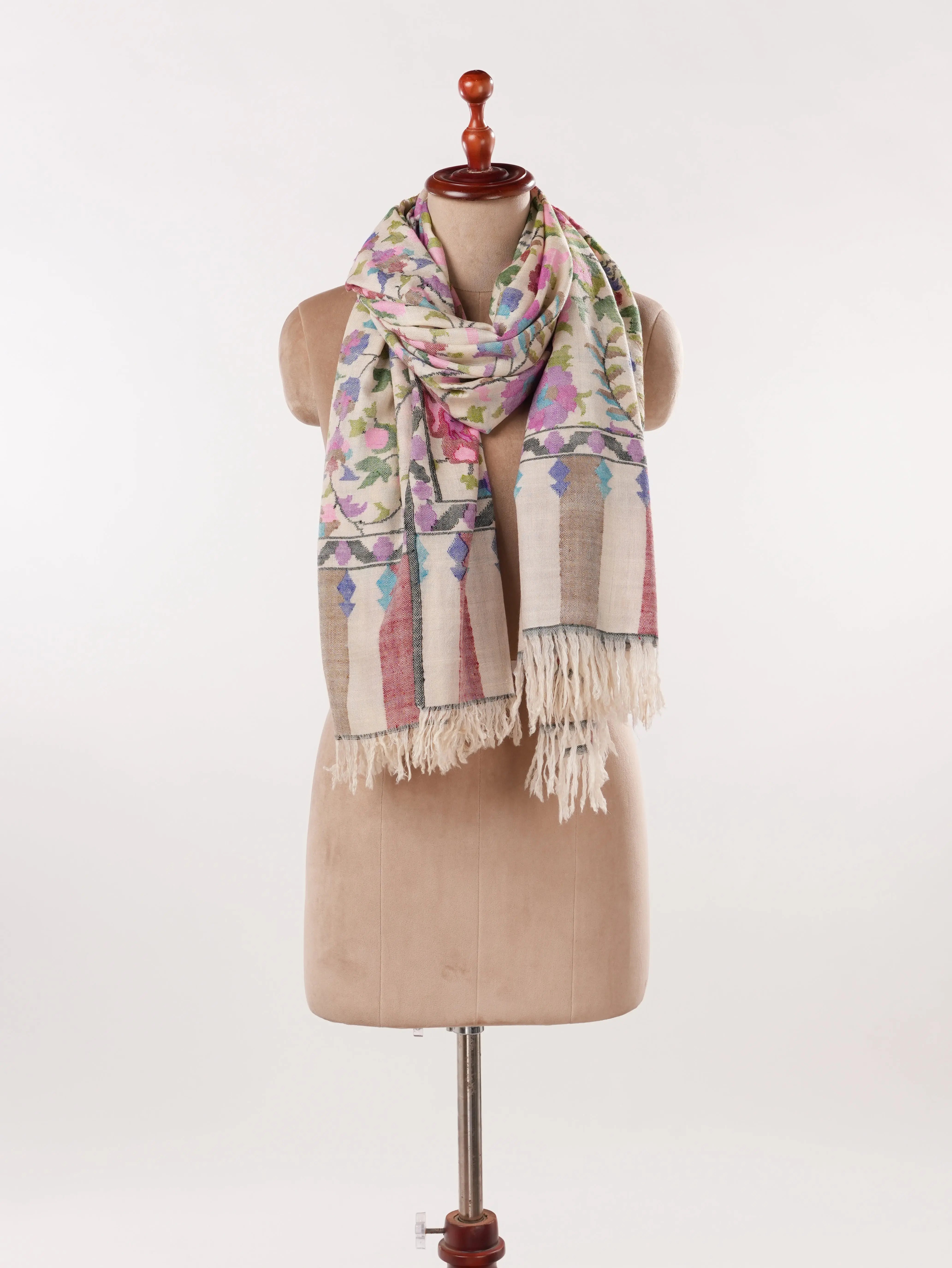 Kani Handwoven Beige Authentic Pashmina Shawl for Women Shahkaar.com