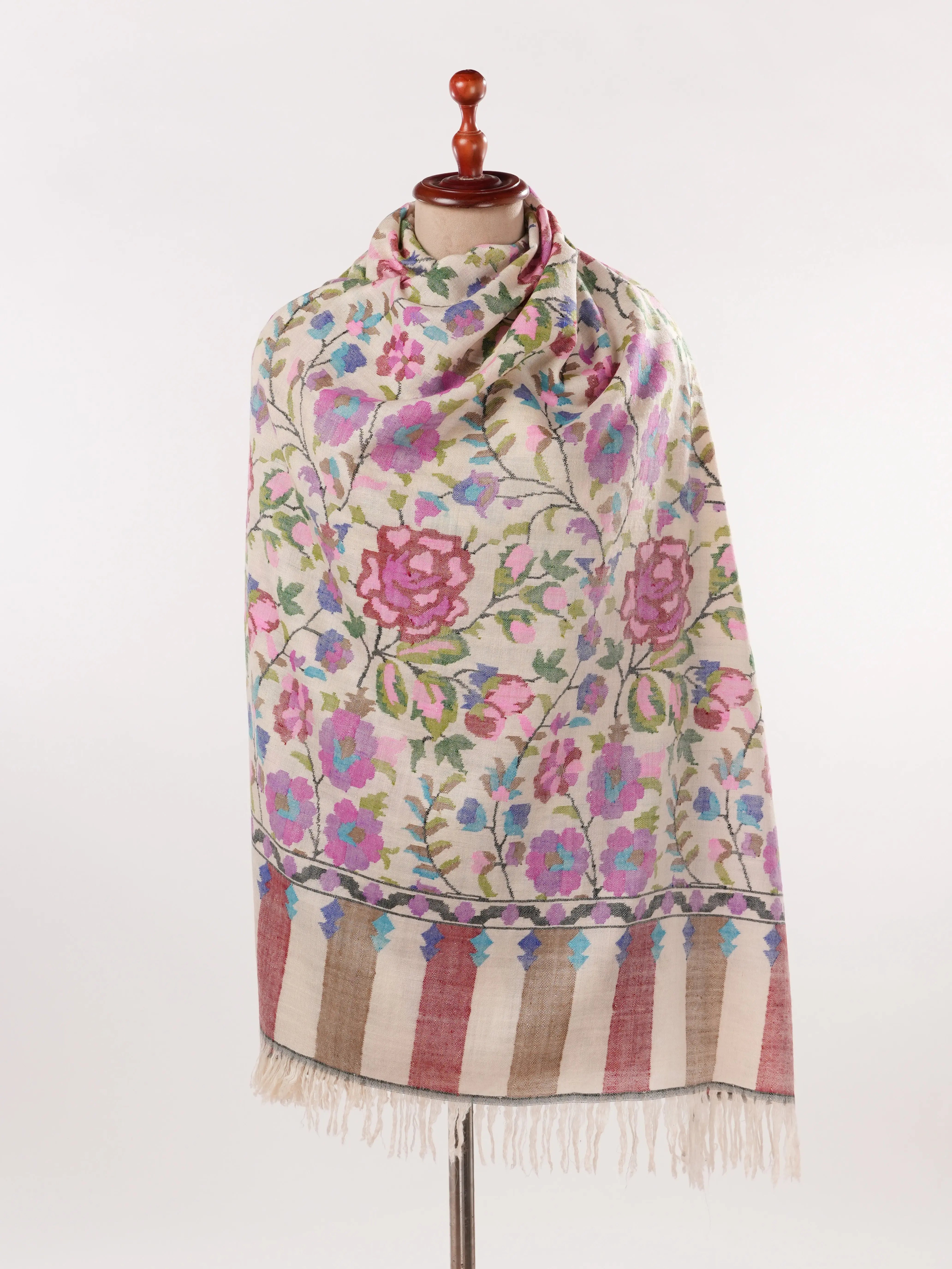 Kani Handwoven Beige Authentic Pashmina Shawl for Women Shahkaar.com