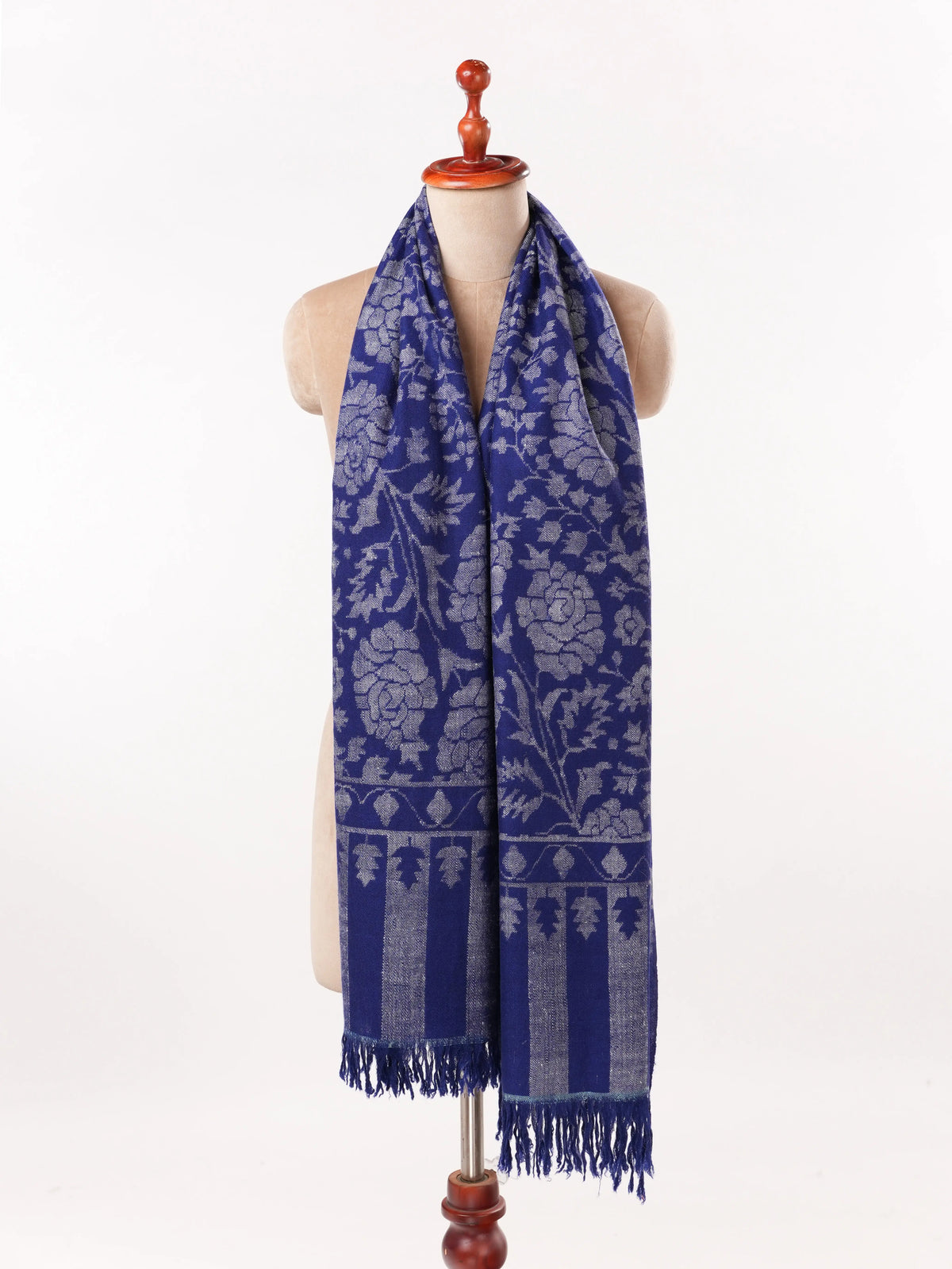 Blue Handwoven Soft Kani Cashmere Scarf