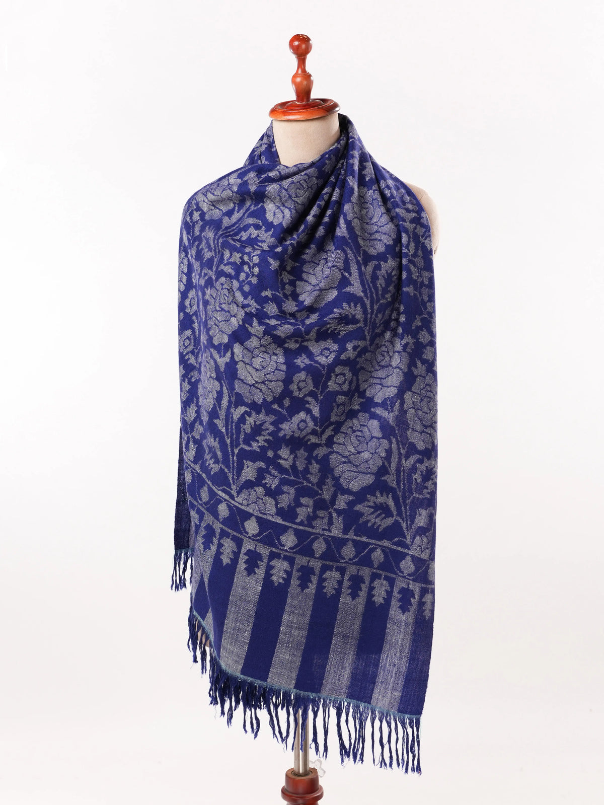 Blue Handwoven Soft Kani Cashmere Scarf