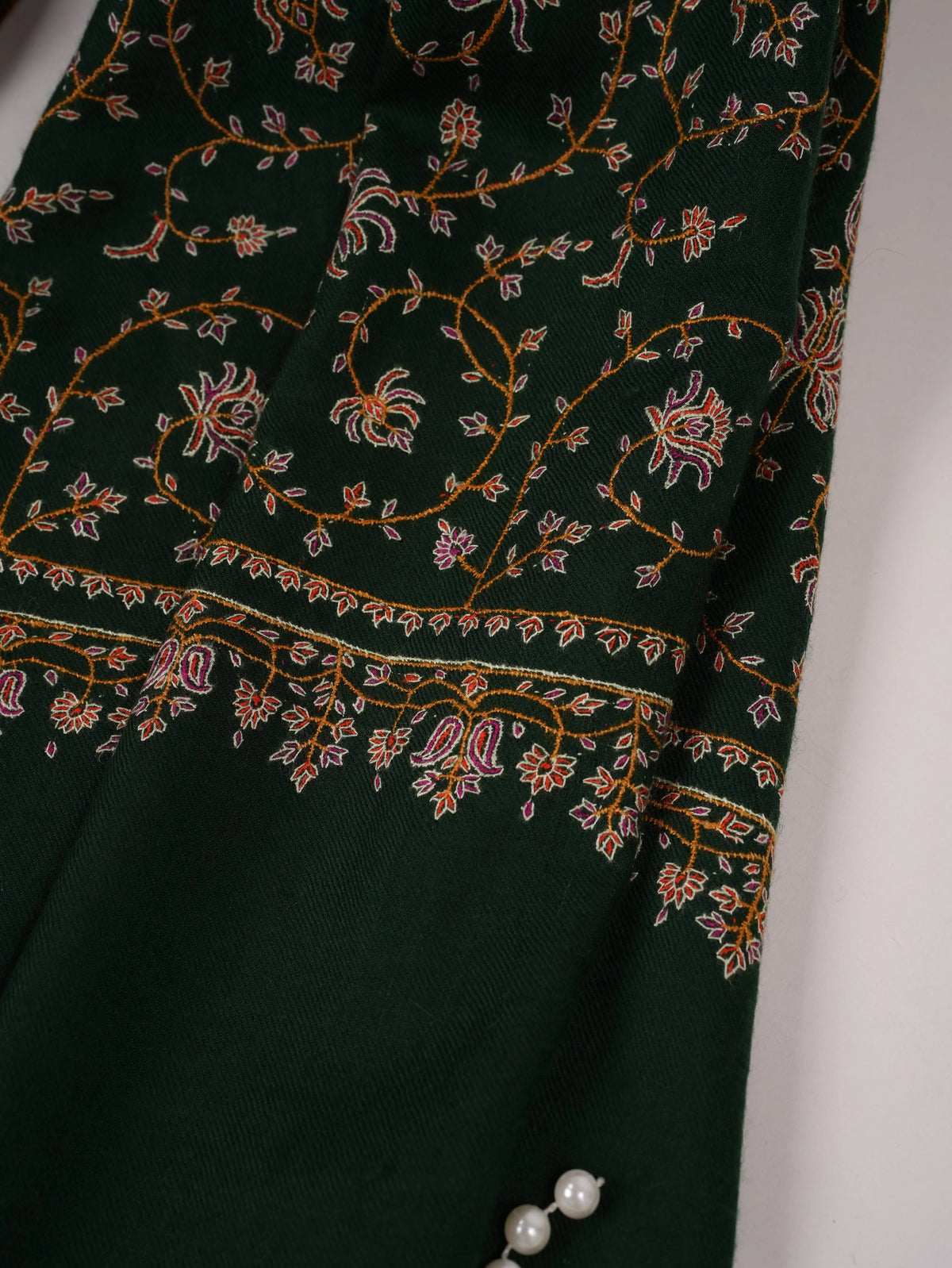 Jali Sozni Hand Embroidered Black Original Handwoven Pashmina Shawl Shahkaar.com