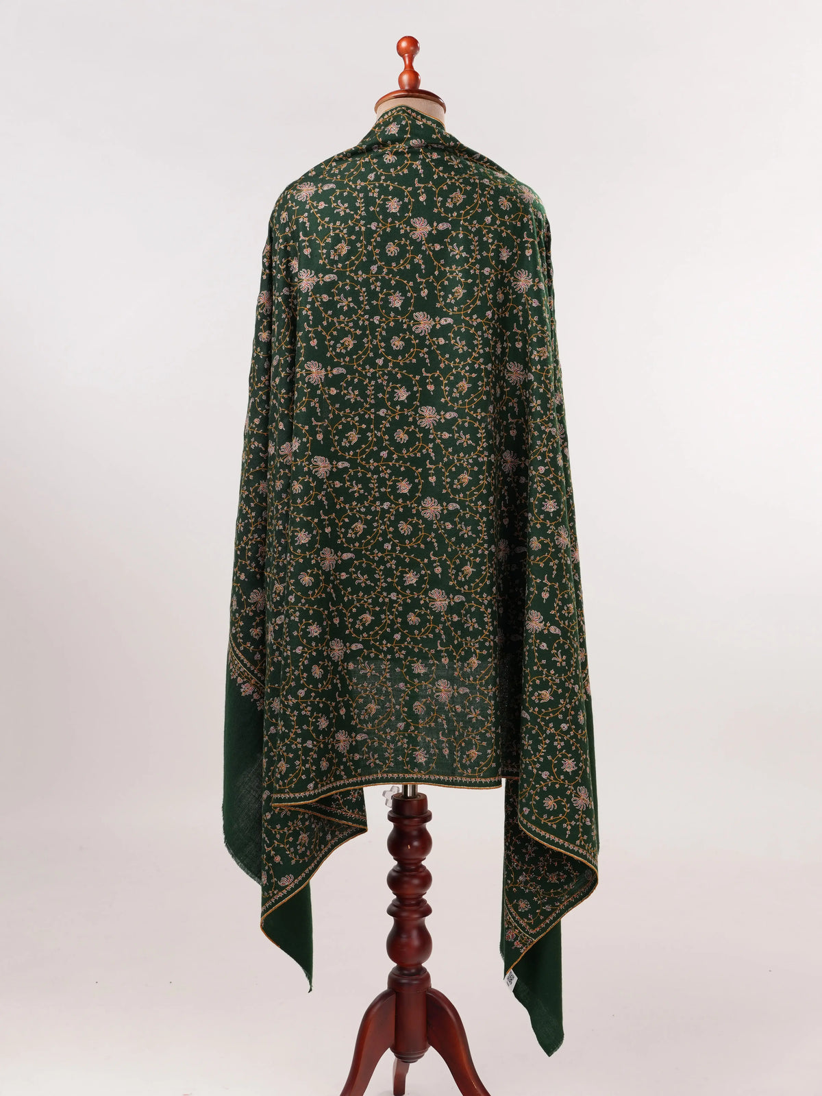 Jali Sozni Hand Embroidered Black Original Handwoven Pashmina Shawl Shahkaar.com
