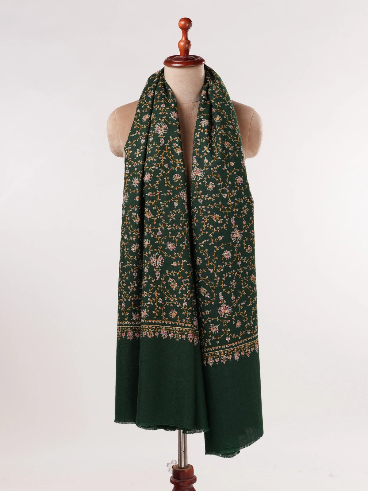 Jali Sozni Hand Embroidered Black Original Handwoven Pashmina Shawl Shahkaar.com