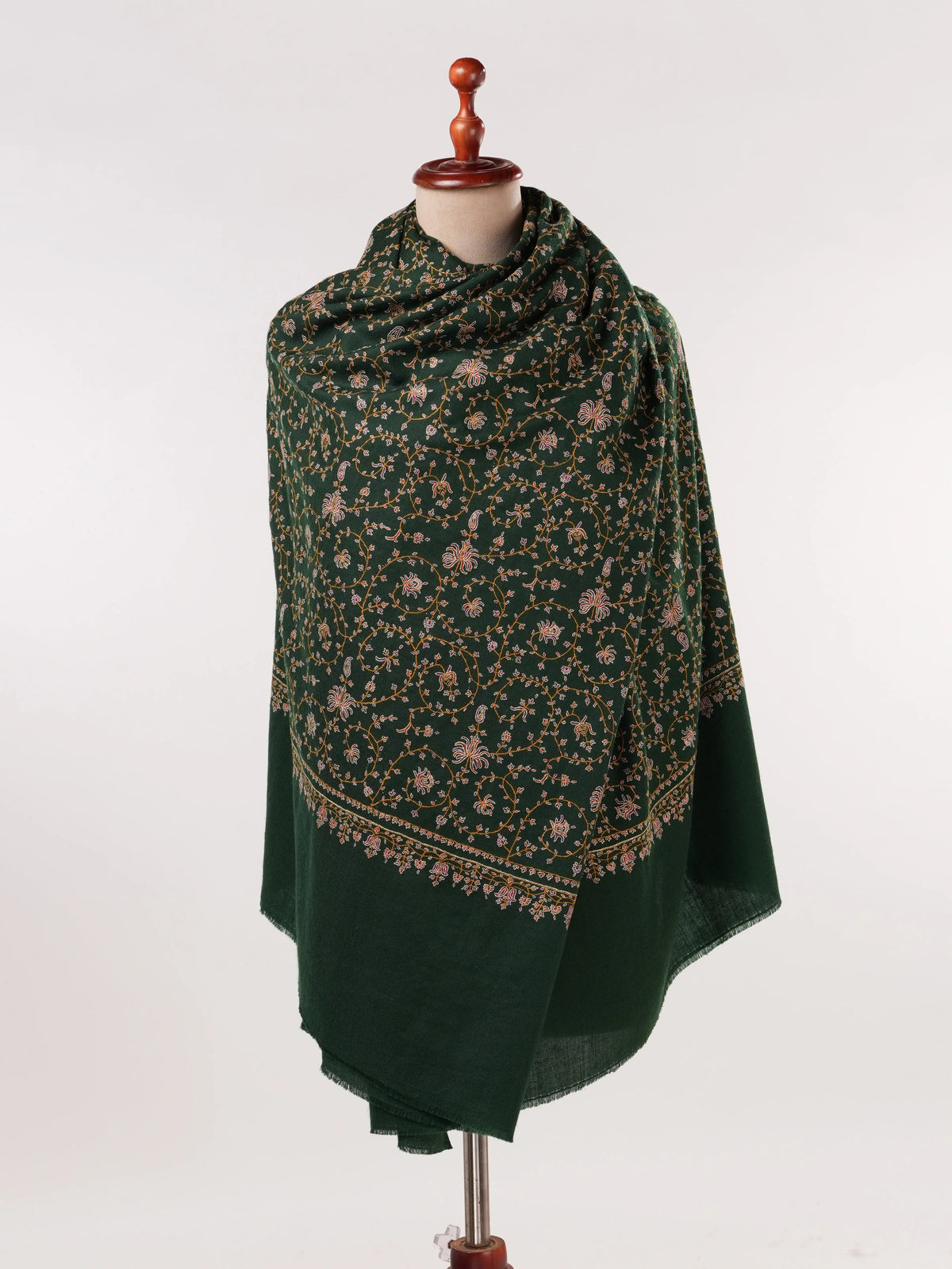 Jali Sozni Hand Embroidered Black Original Handwoven Pashmina Shawl Shahkaar.com