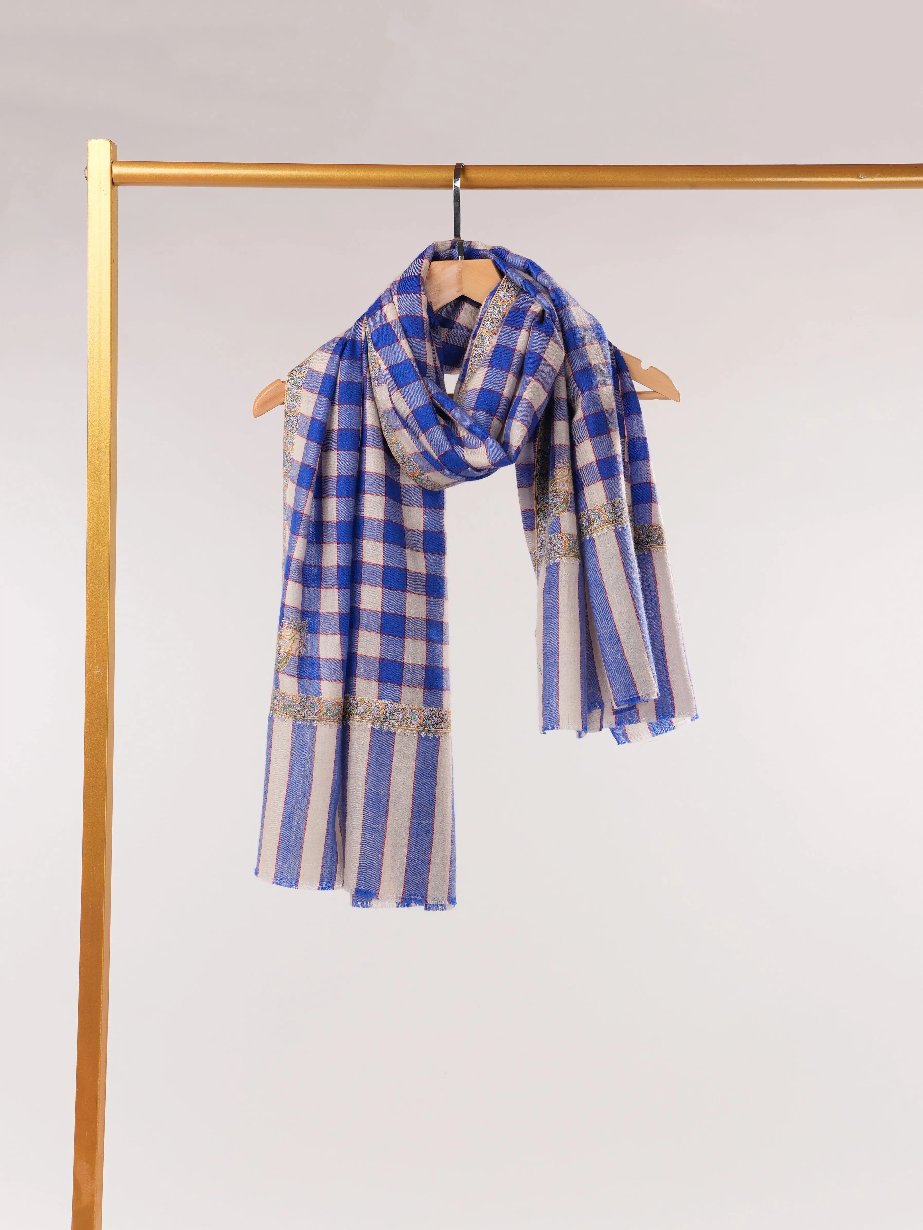 Pure Contemporary Pashmina Shawl with Hashia Embroidery Shahkaar.com