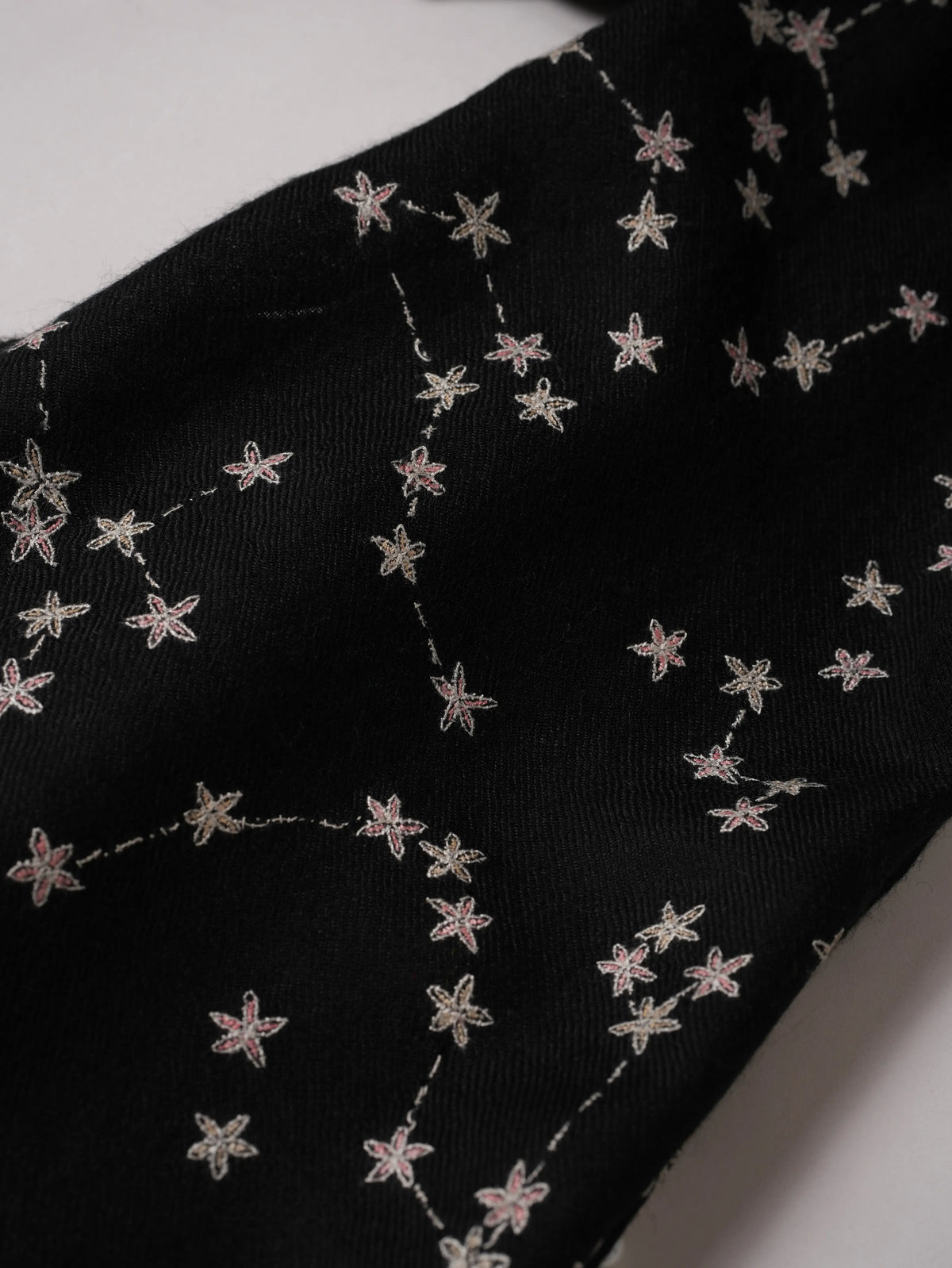 Hand Embroidered Constellations Black Authentic Cashmere Scarf