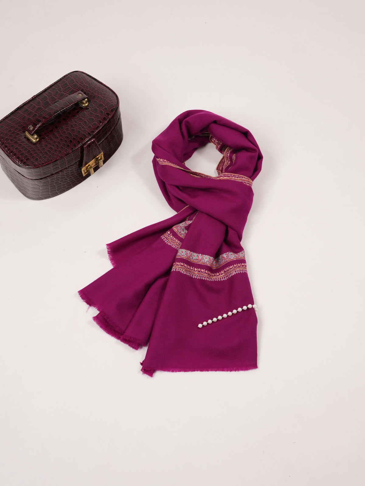 Light Purple Handwoven Pashmina Shawl with Hashidar Embroidery Shahkaar.com