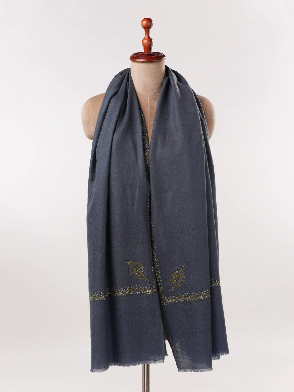 Baildar İşlemeli El İşi Kayrak Mavisi Pashmina Şal