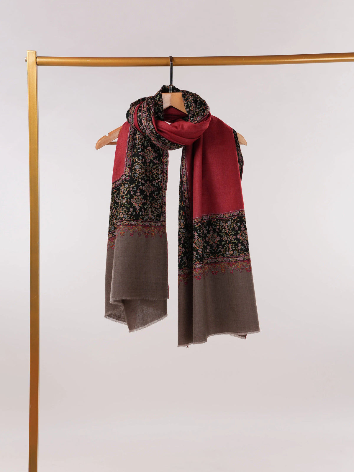Handwoven Soft Pashmina Shawl with Daurdar Sozni Embroidery