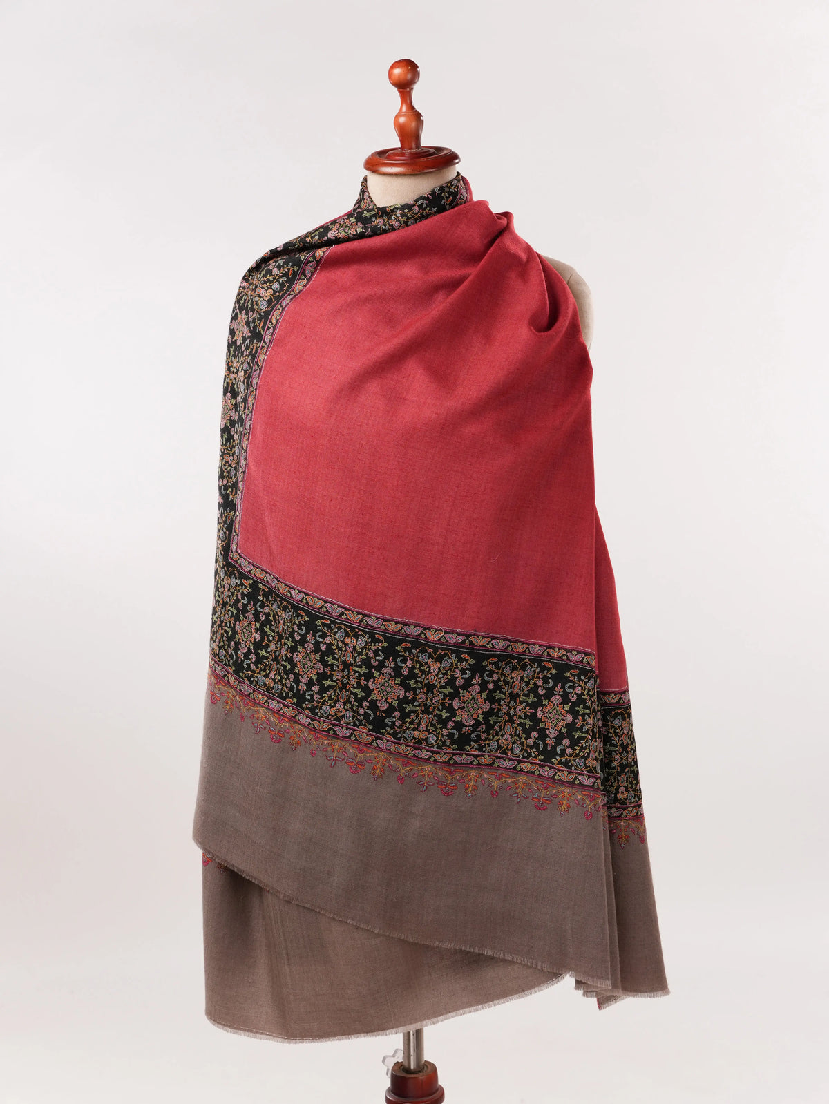 Handwoven Soft Pashmina Shawl with Daurdar Sozni Embroidery