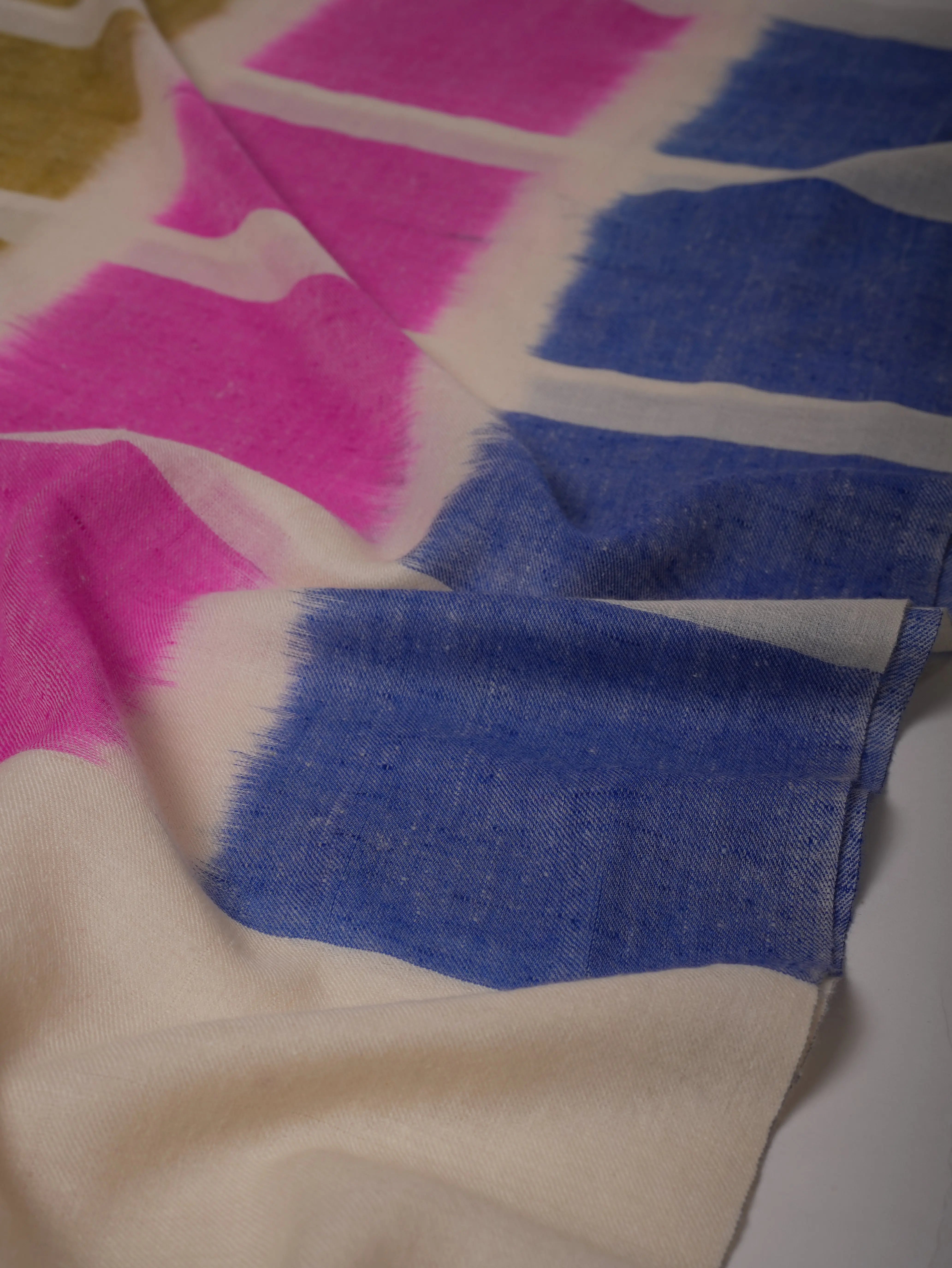 Handloom Ivory Ikat Shawl with Multicolor Accents Shahkaar