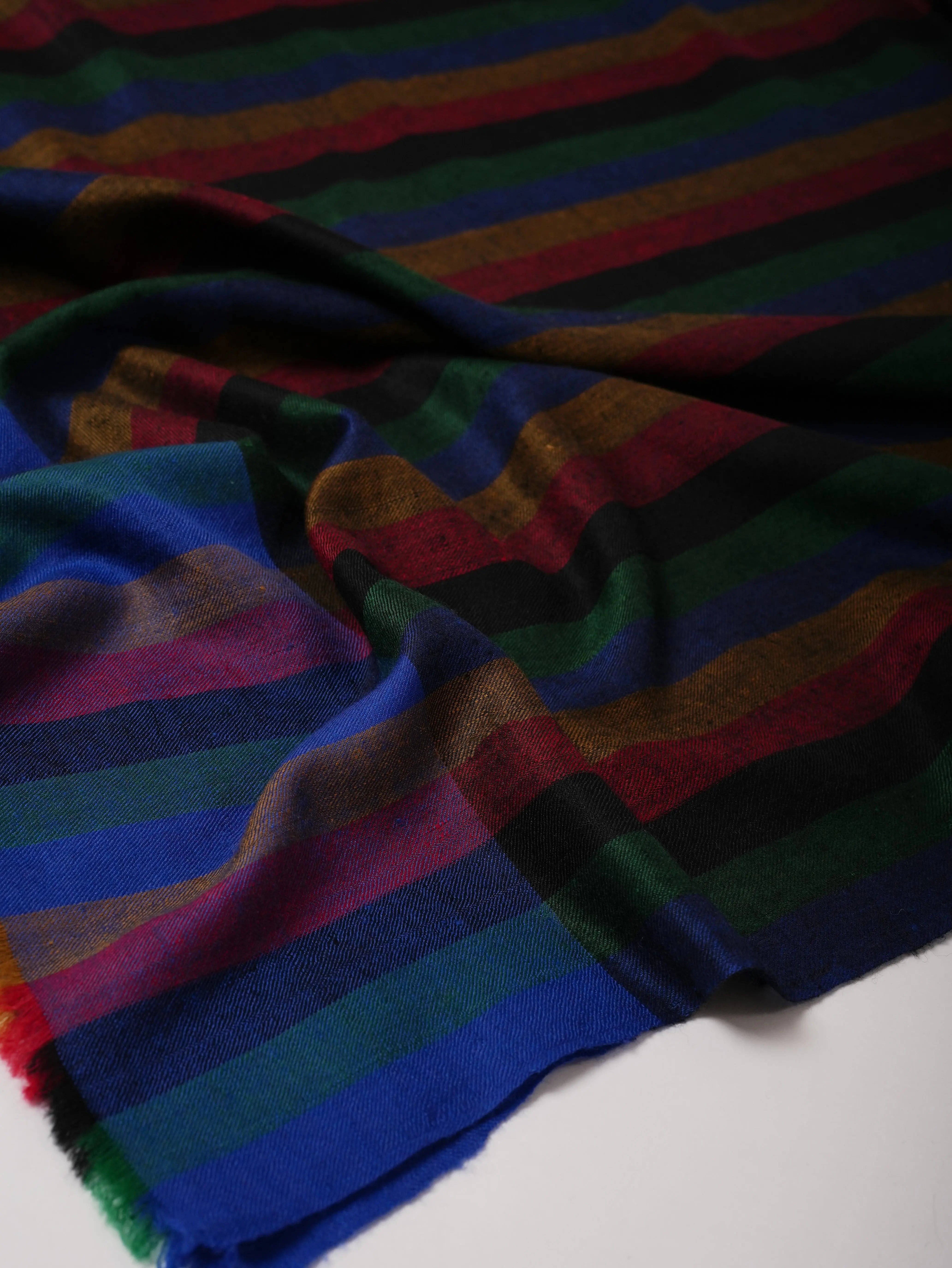 Modern Handloomed Pashmina Shawl with Soft Stripe Detailing Shahkaar