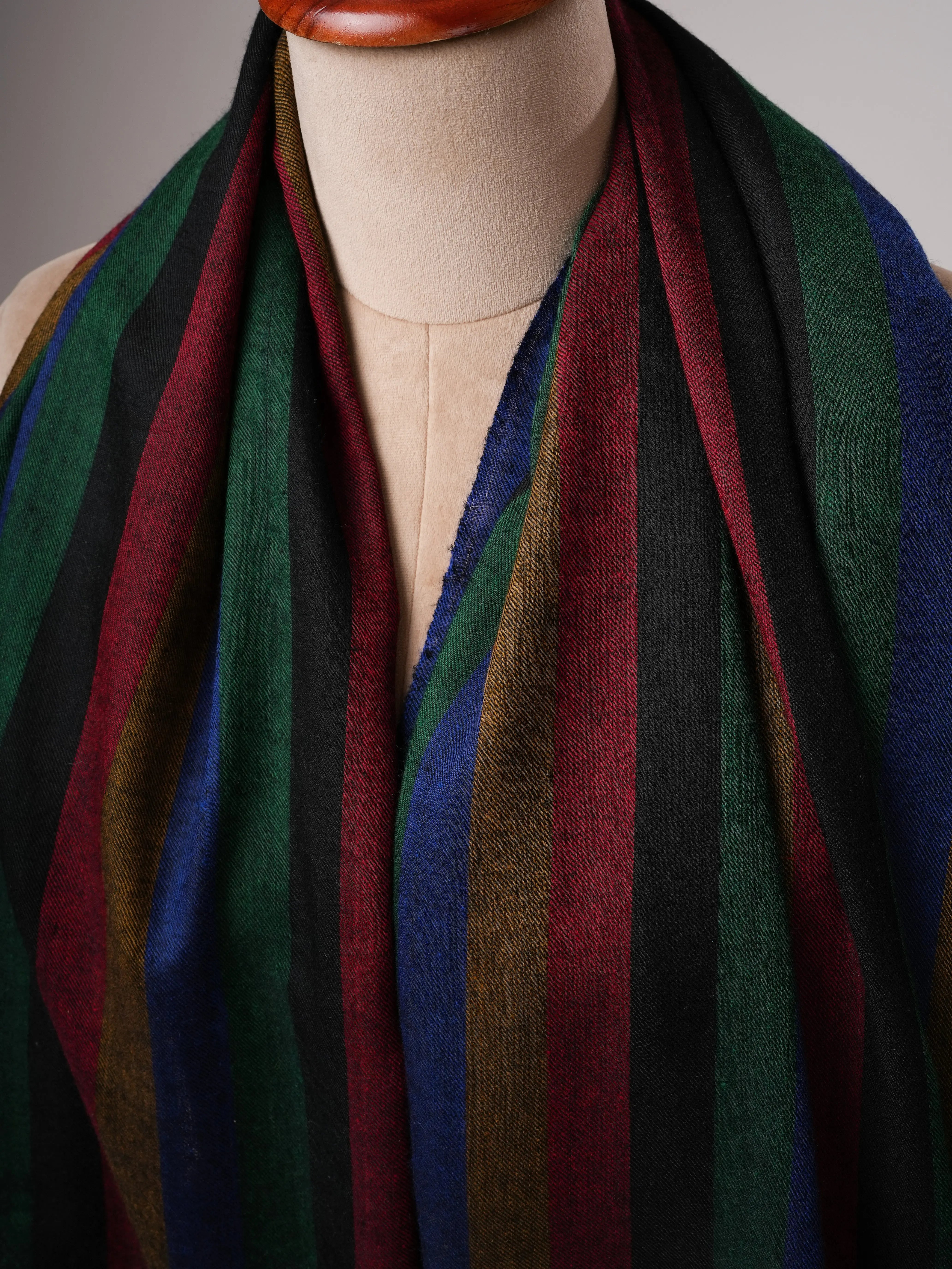 Modern Handloomed Pashmina Shawl with Soft Stripe Detailing Shahkaar
