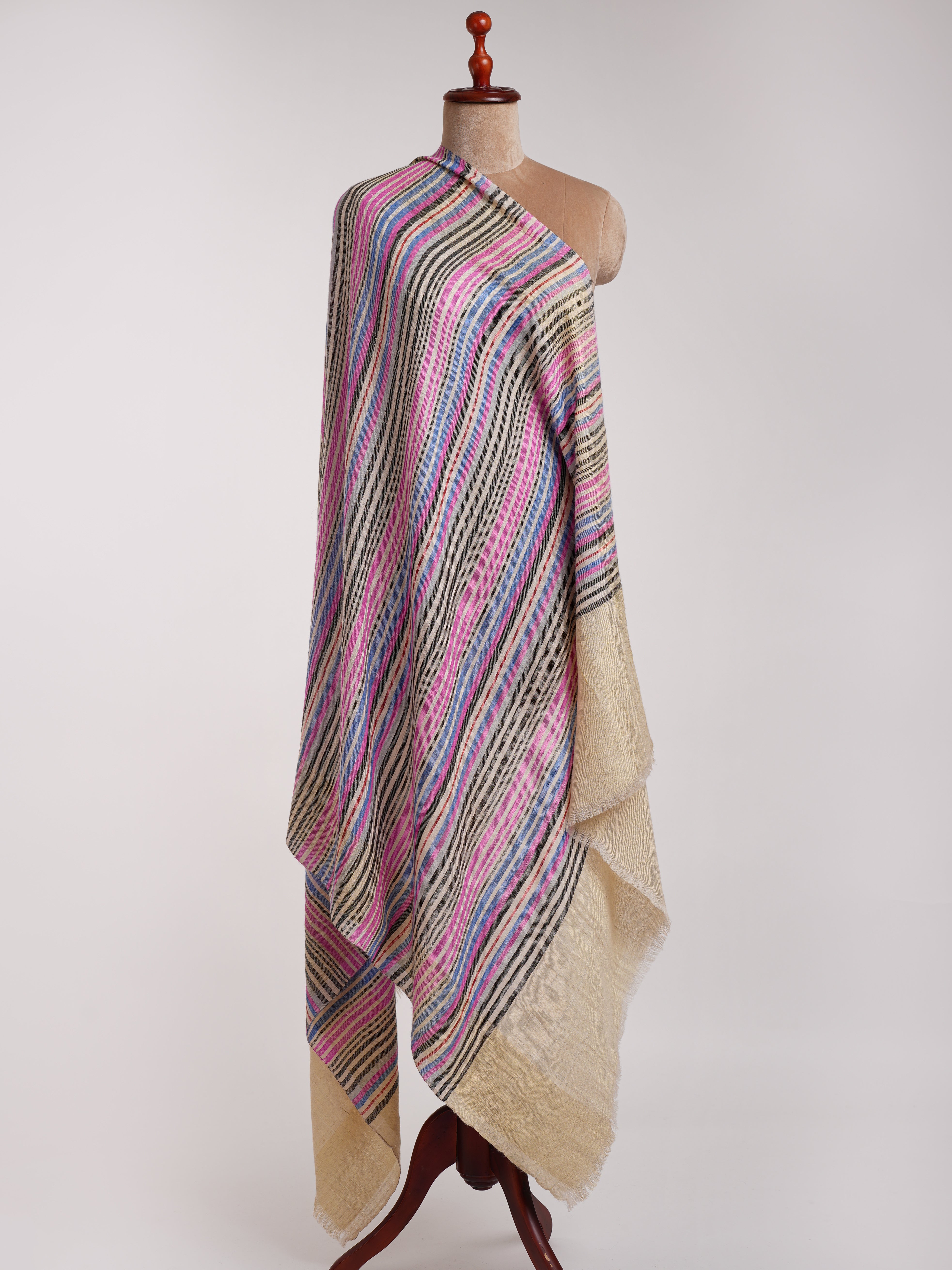 Multi Color Stripe Contemporary Pashmina Shawl Shahkaar