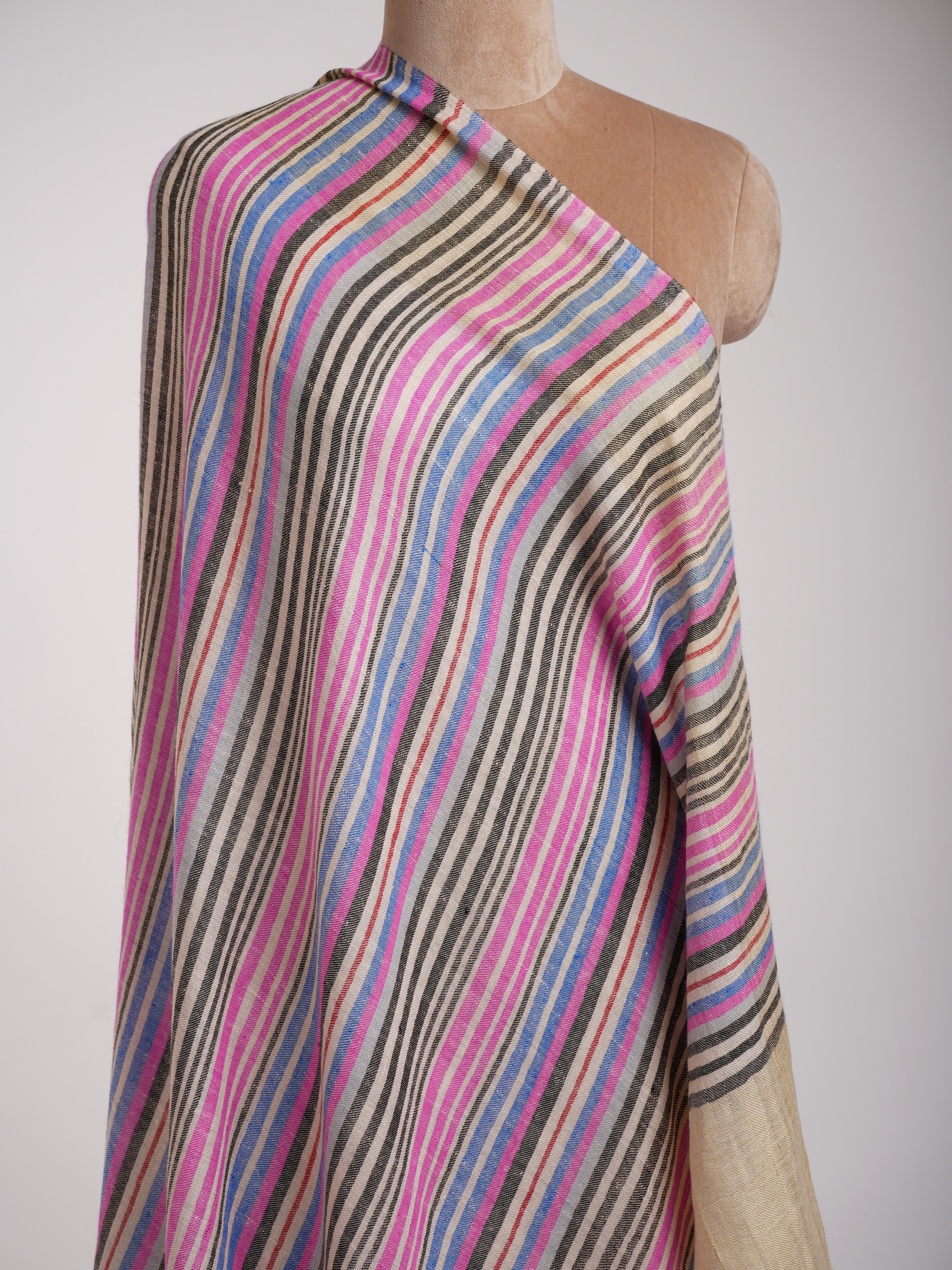 Multi Color Stripe Contemporary Pashmina Shawl Shahkaar