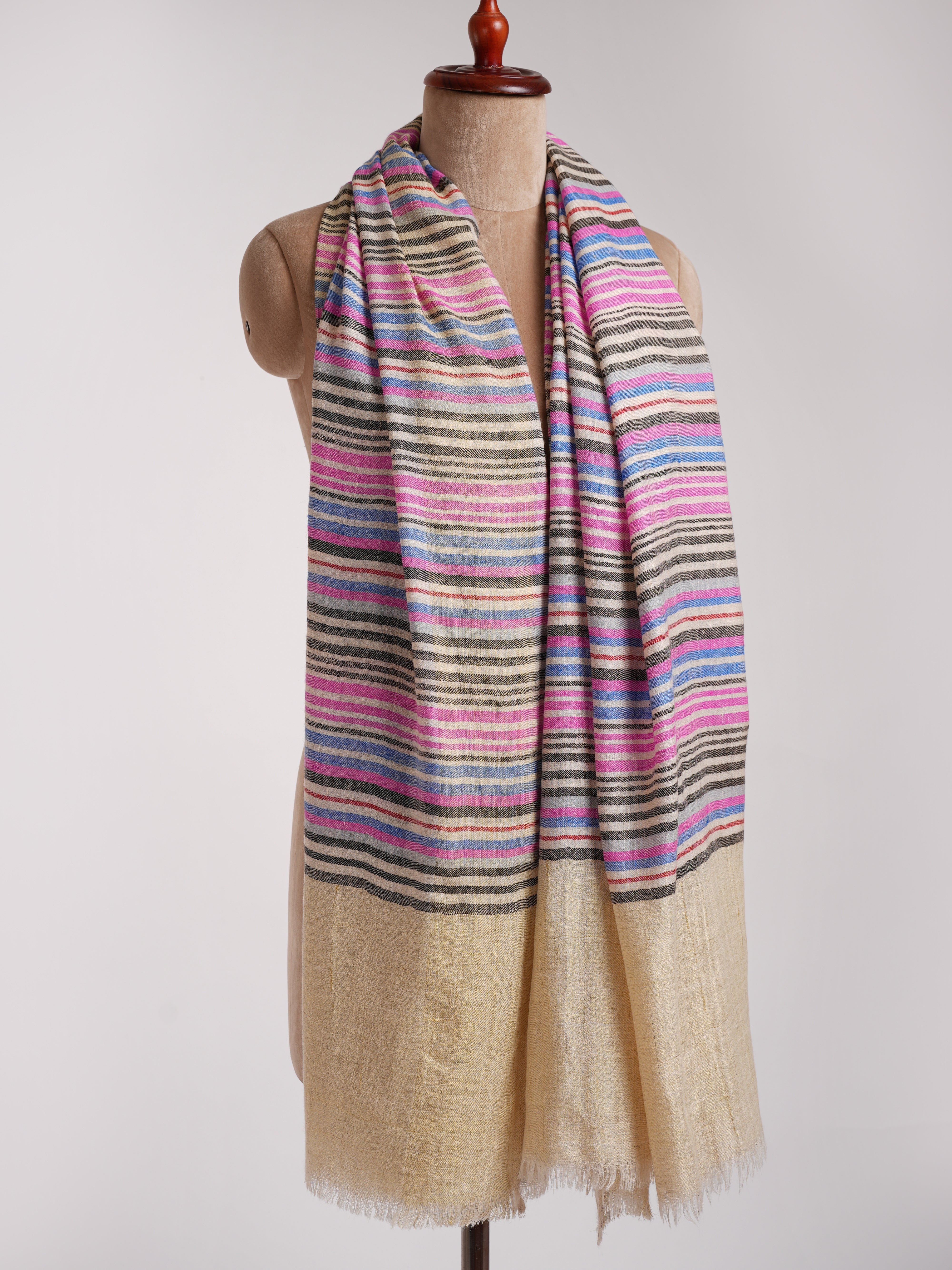 Multi Color Stripe Contemporary Pashmina Shawl Shahkaar