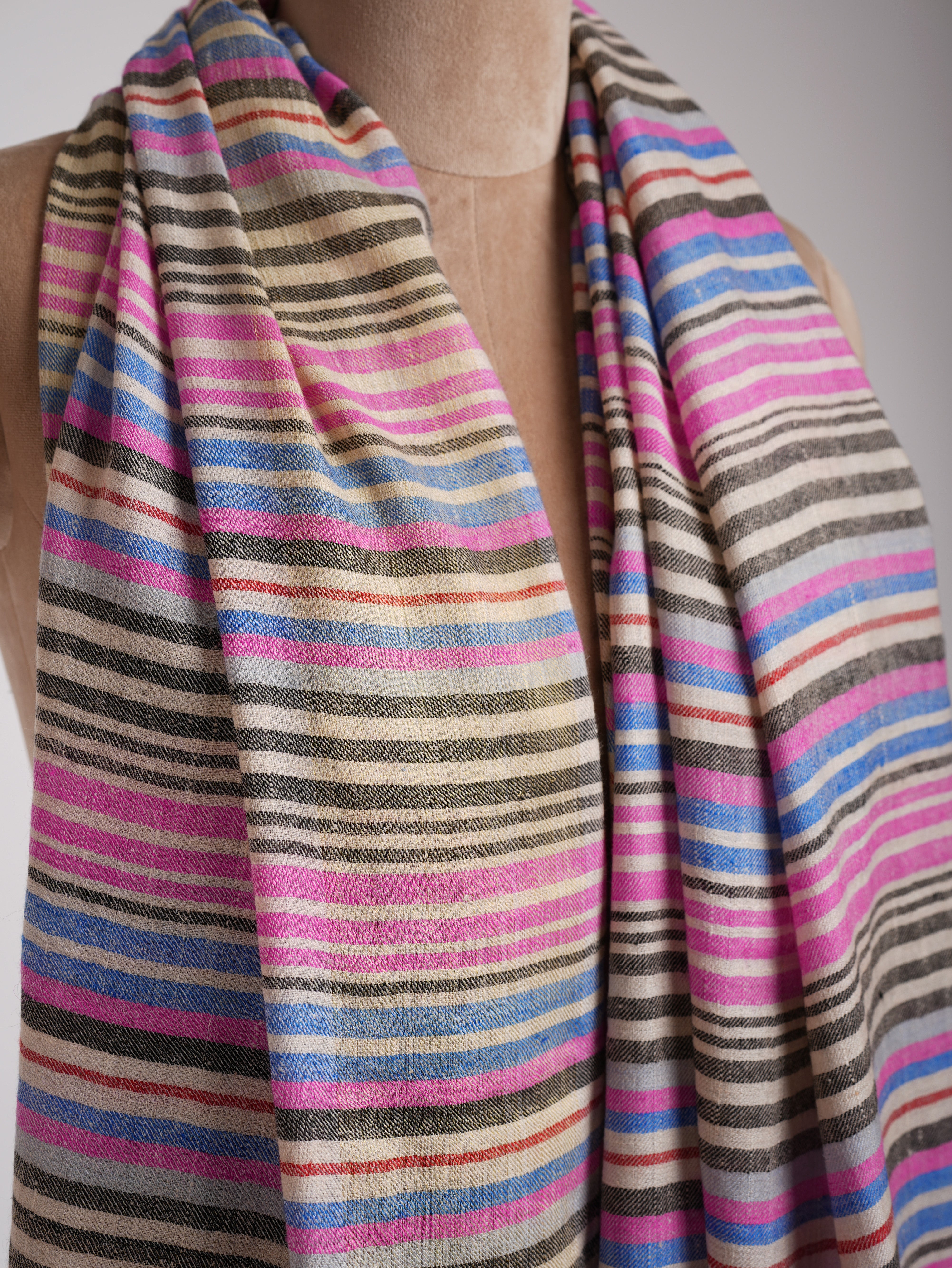 Multi Color Stripe Contemporary Pashmina Shawl Shahkaar