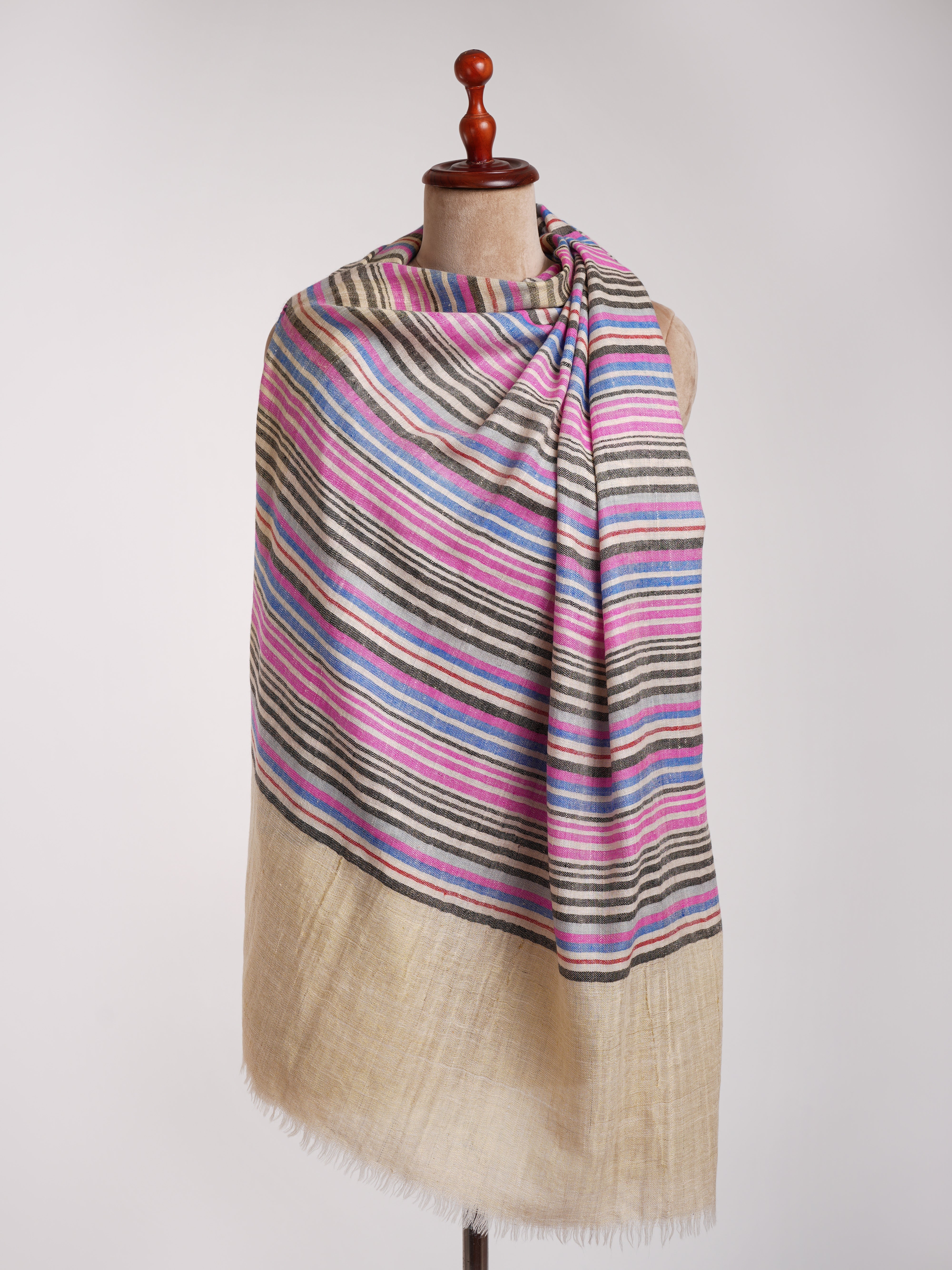 Multi Color Stripe Contemporary Pashmina Shawl Shahkaar