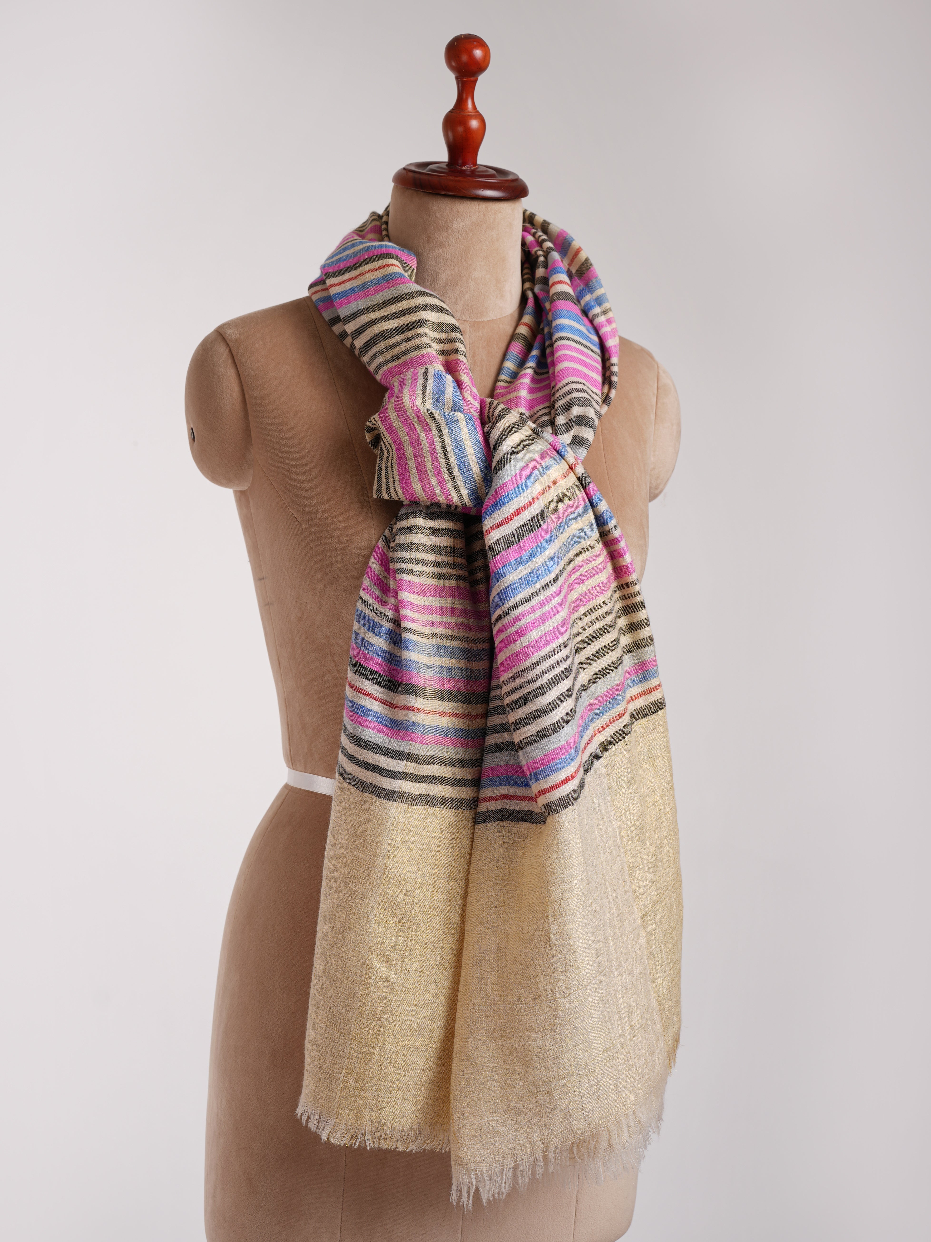 Multi Color Stripe Contemporary Pashmina Shawl Shahkaar