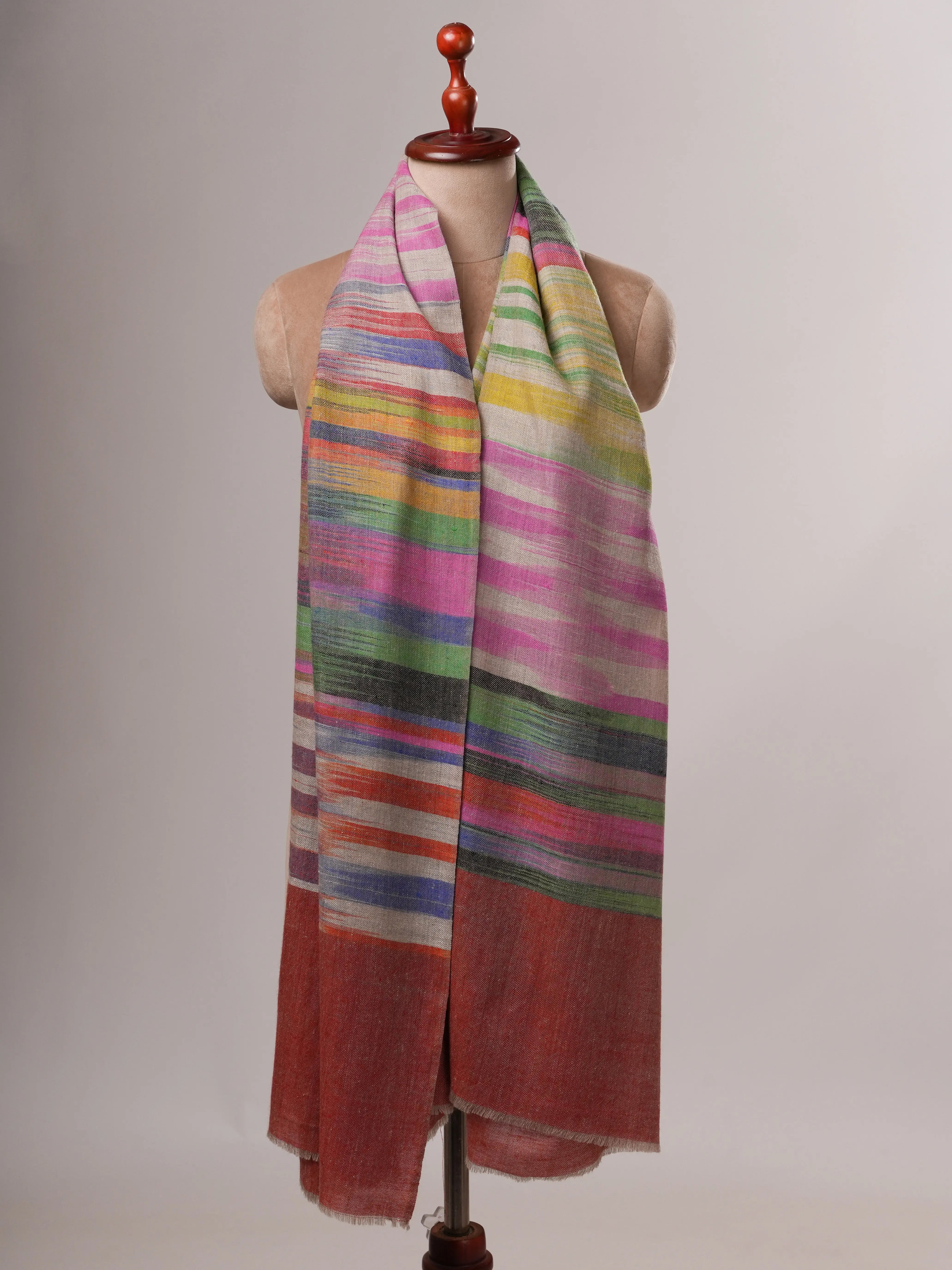 Authentic Handwoven Ikat Pashmina Shawl, Contemporary Style