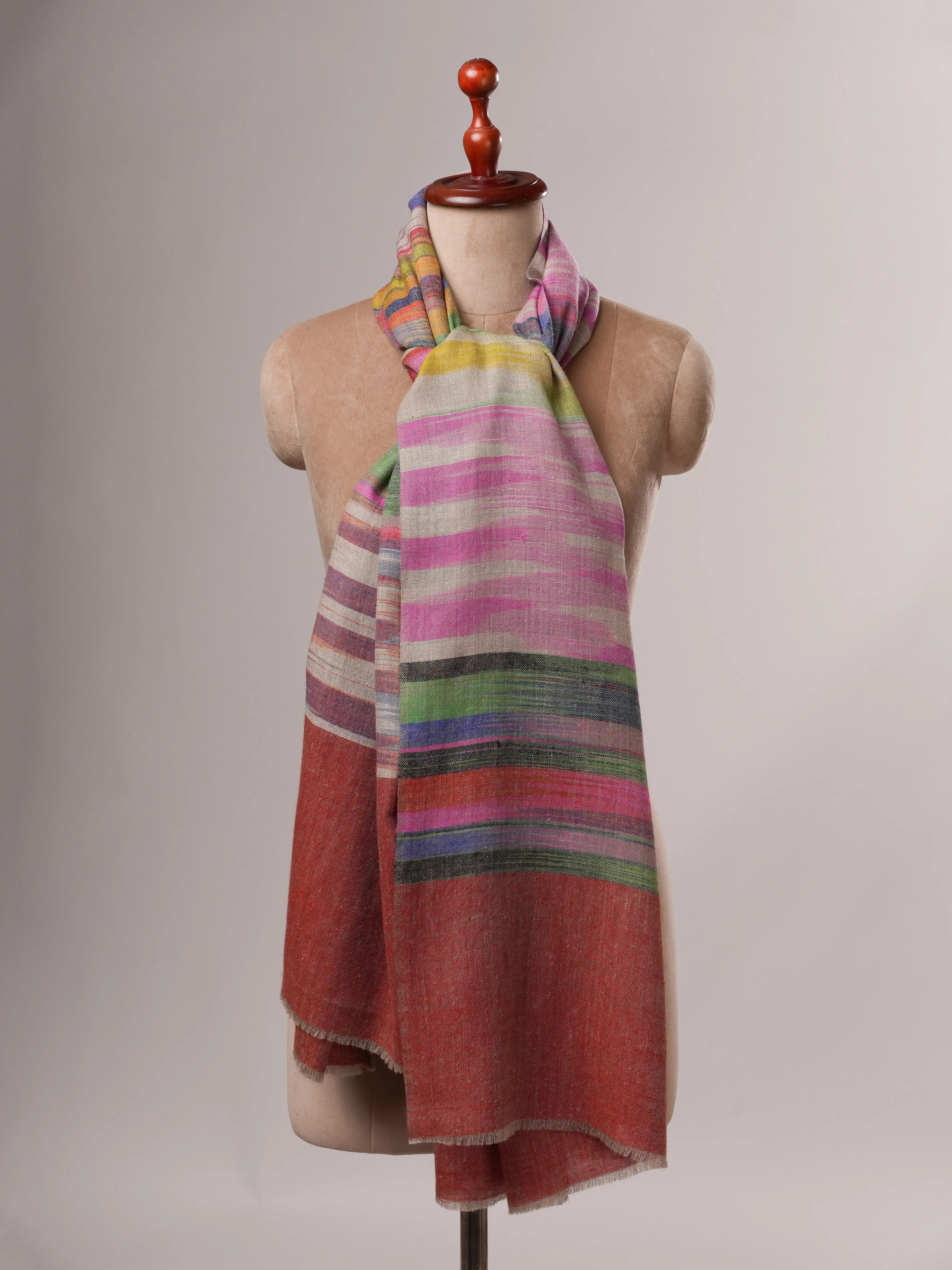 Authentic Handwoven Ikat Pashmina Shawl, Contemporary Style