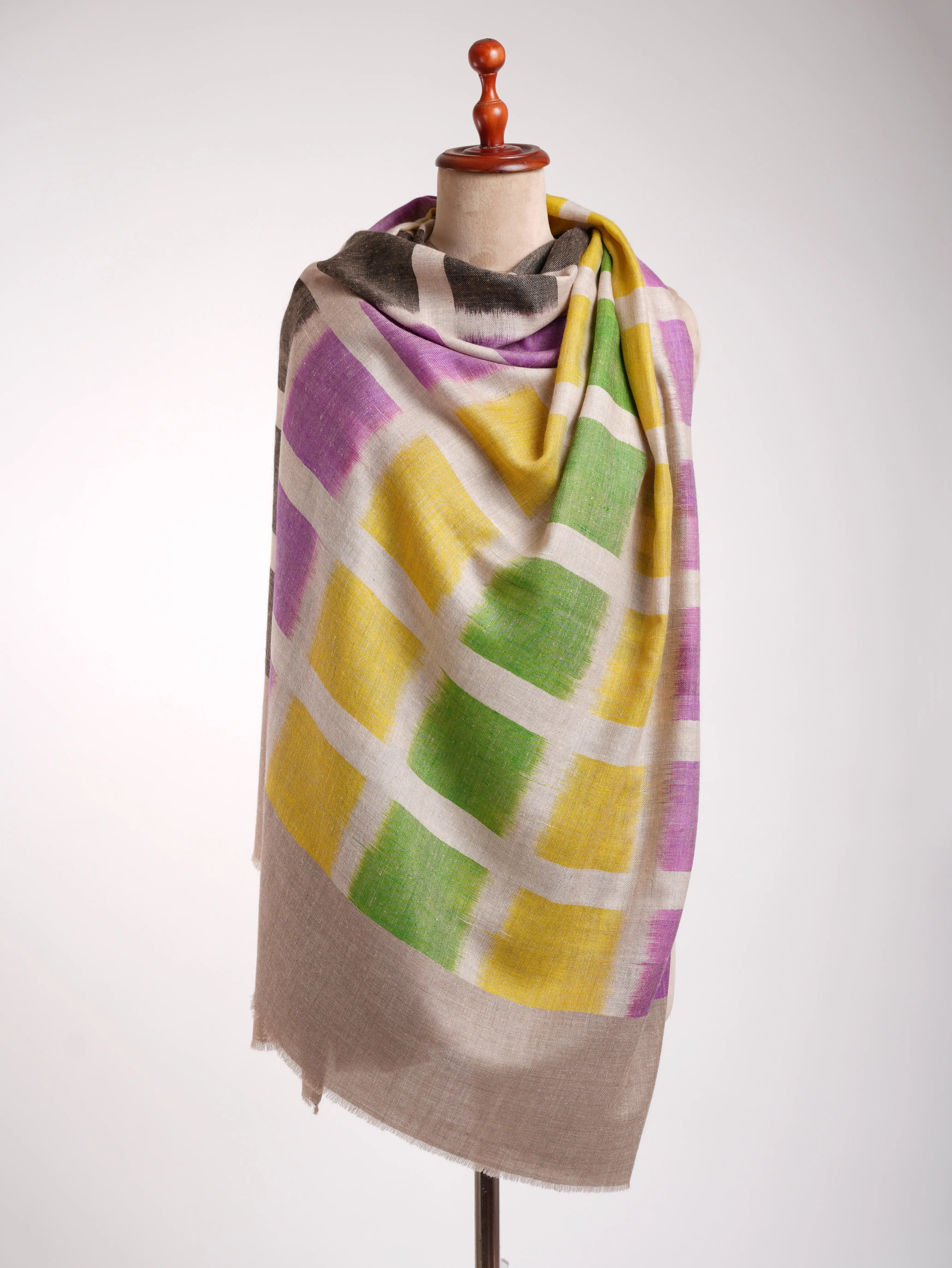 Handwoven Contemporary Ikat Pashmina Shawl Shahkaar