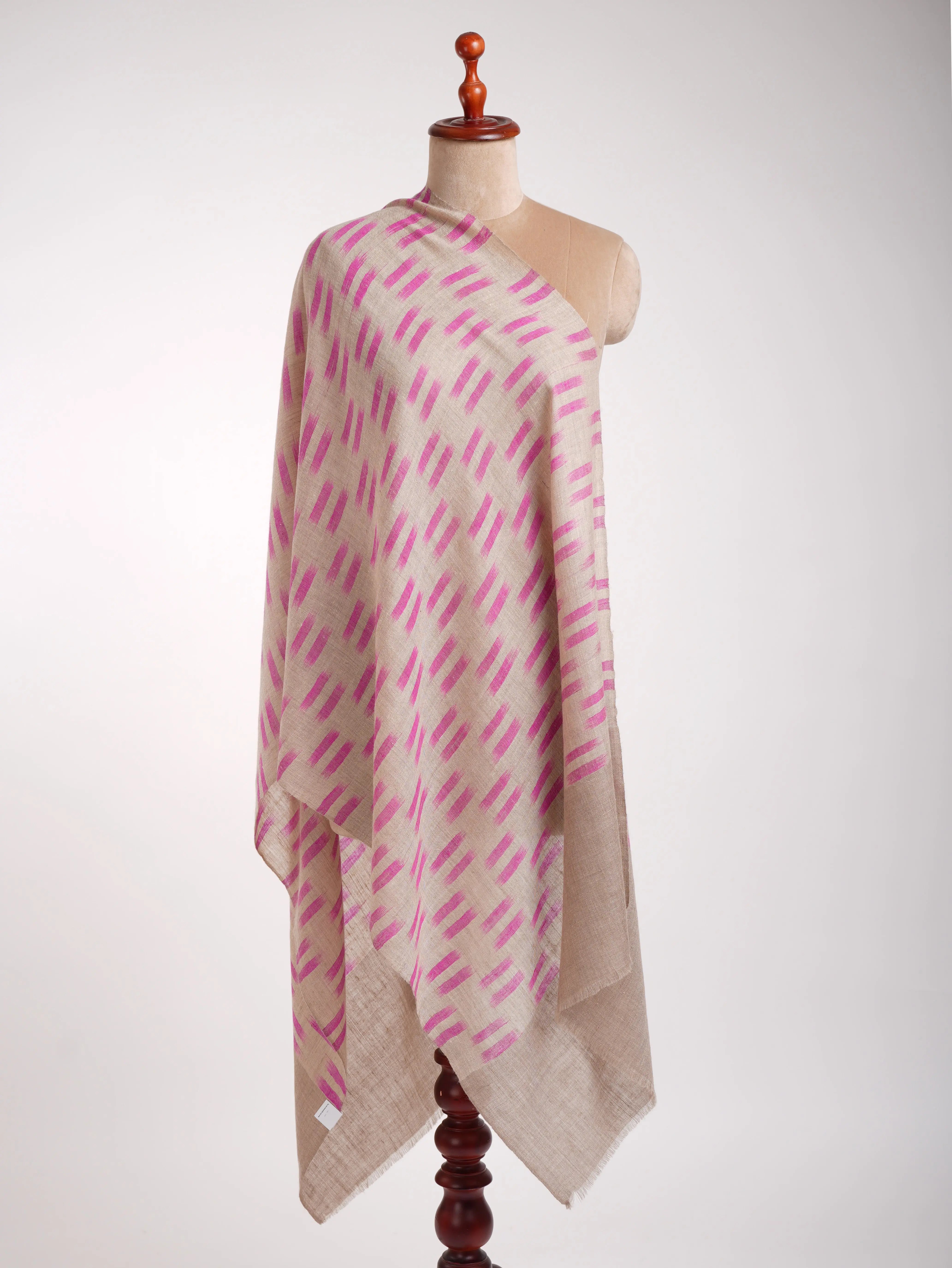 Contemporary Handloomed Baby Soft Ikat Cashmere Scarf Shahkaar