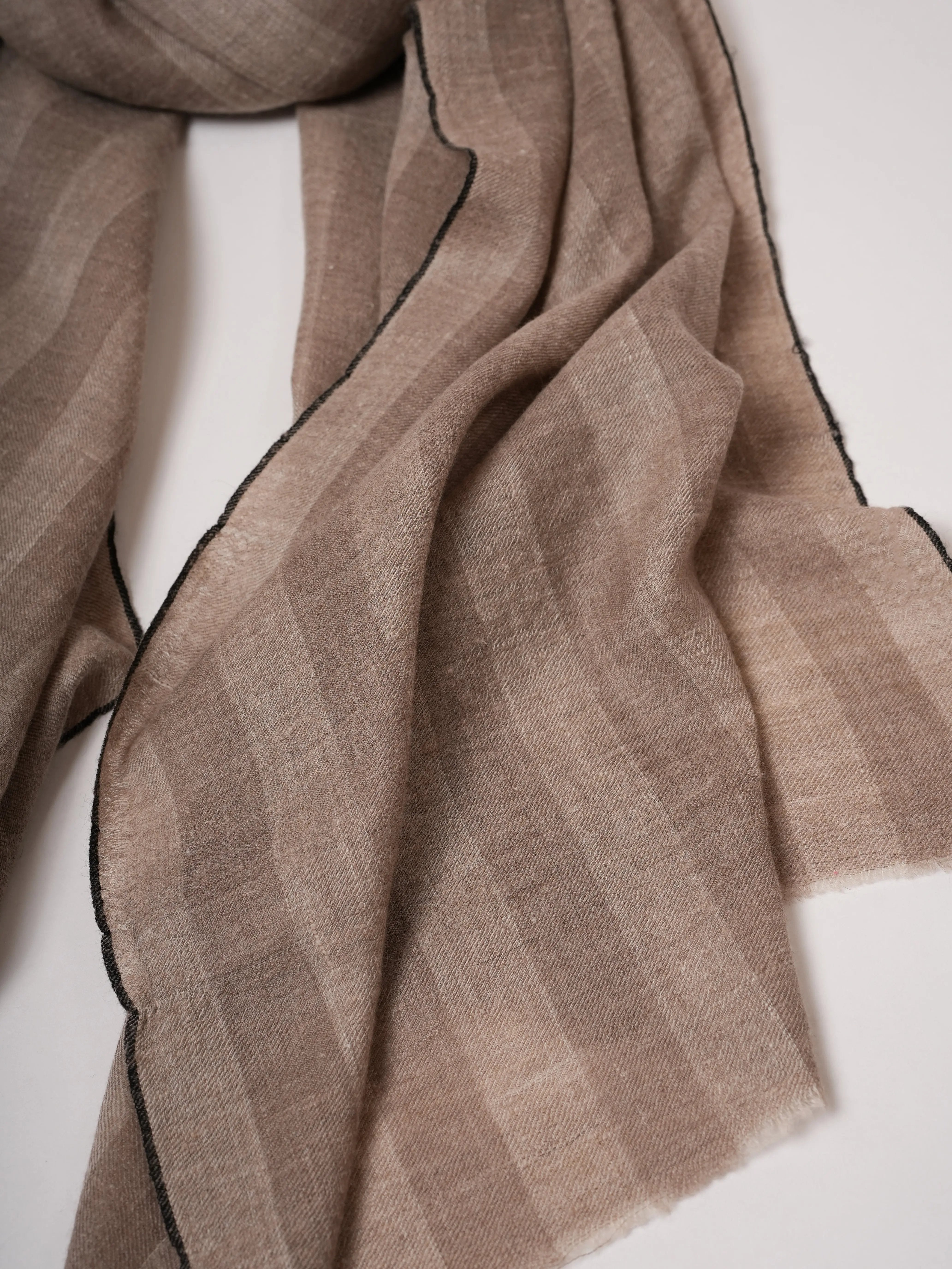 Natural Grey Stripe Baby Soft Cashmere Stole Shahkaar