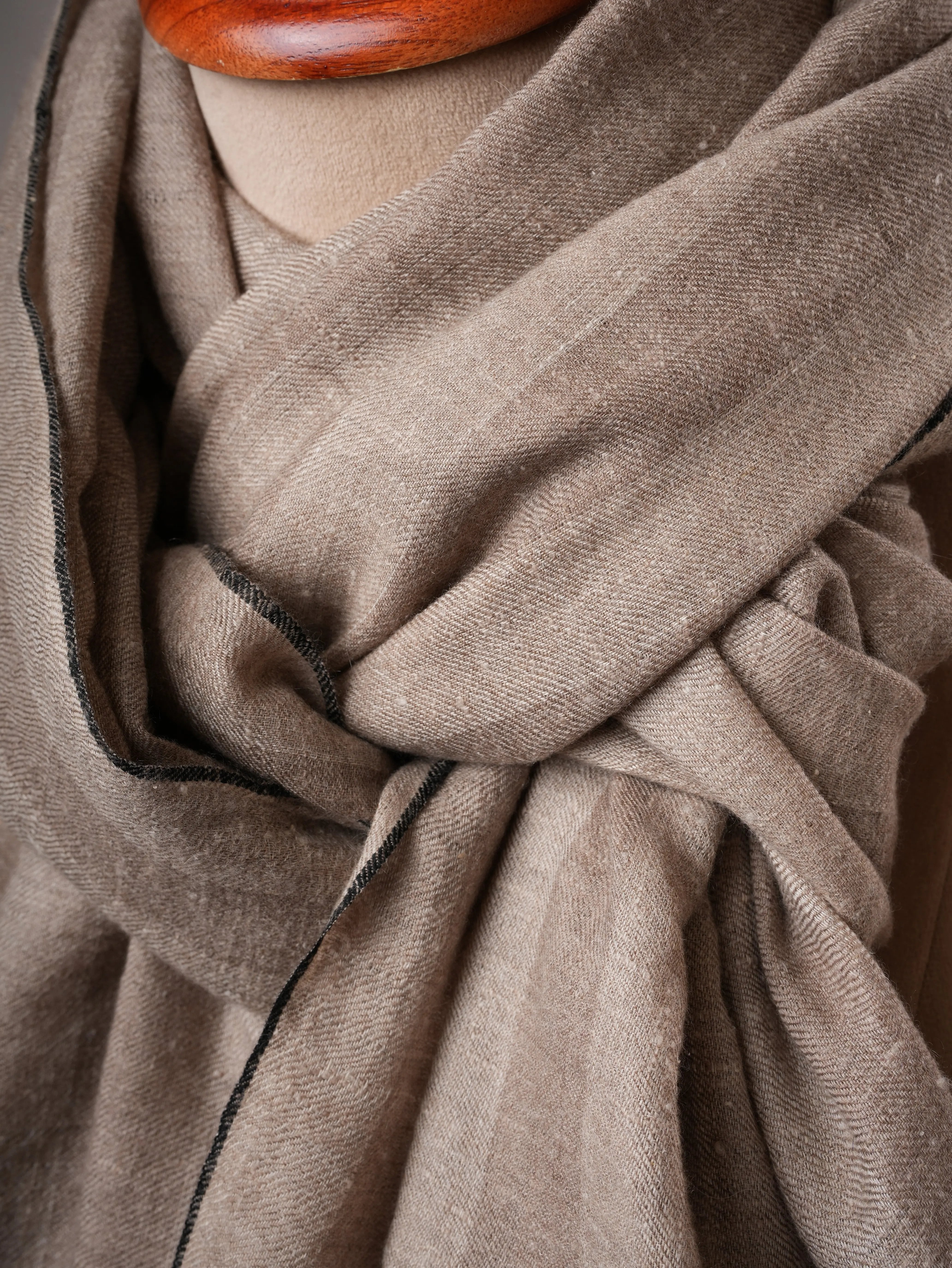 Natural Grey Stripe Baby Soft Cashmere Stole Shahkaar