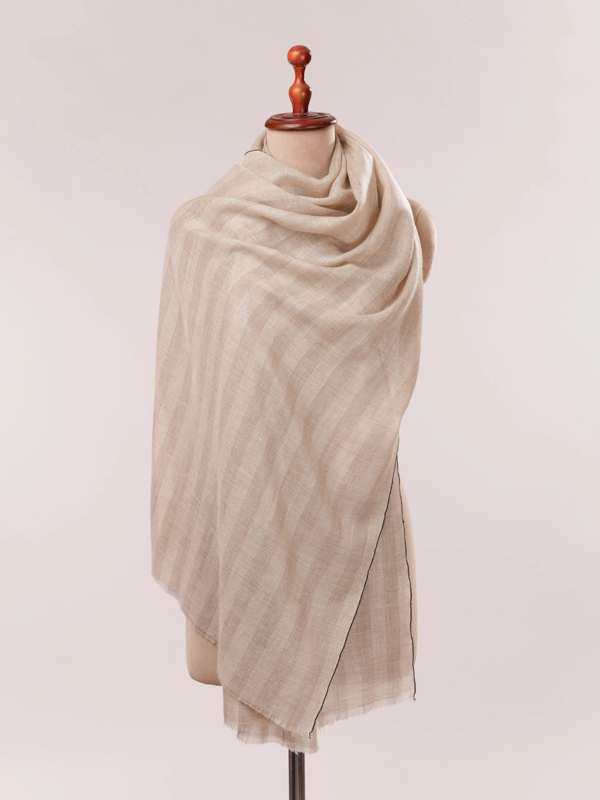 Natural Grey Stripe Baby Soft Cashmere Stole Shahkaar