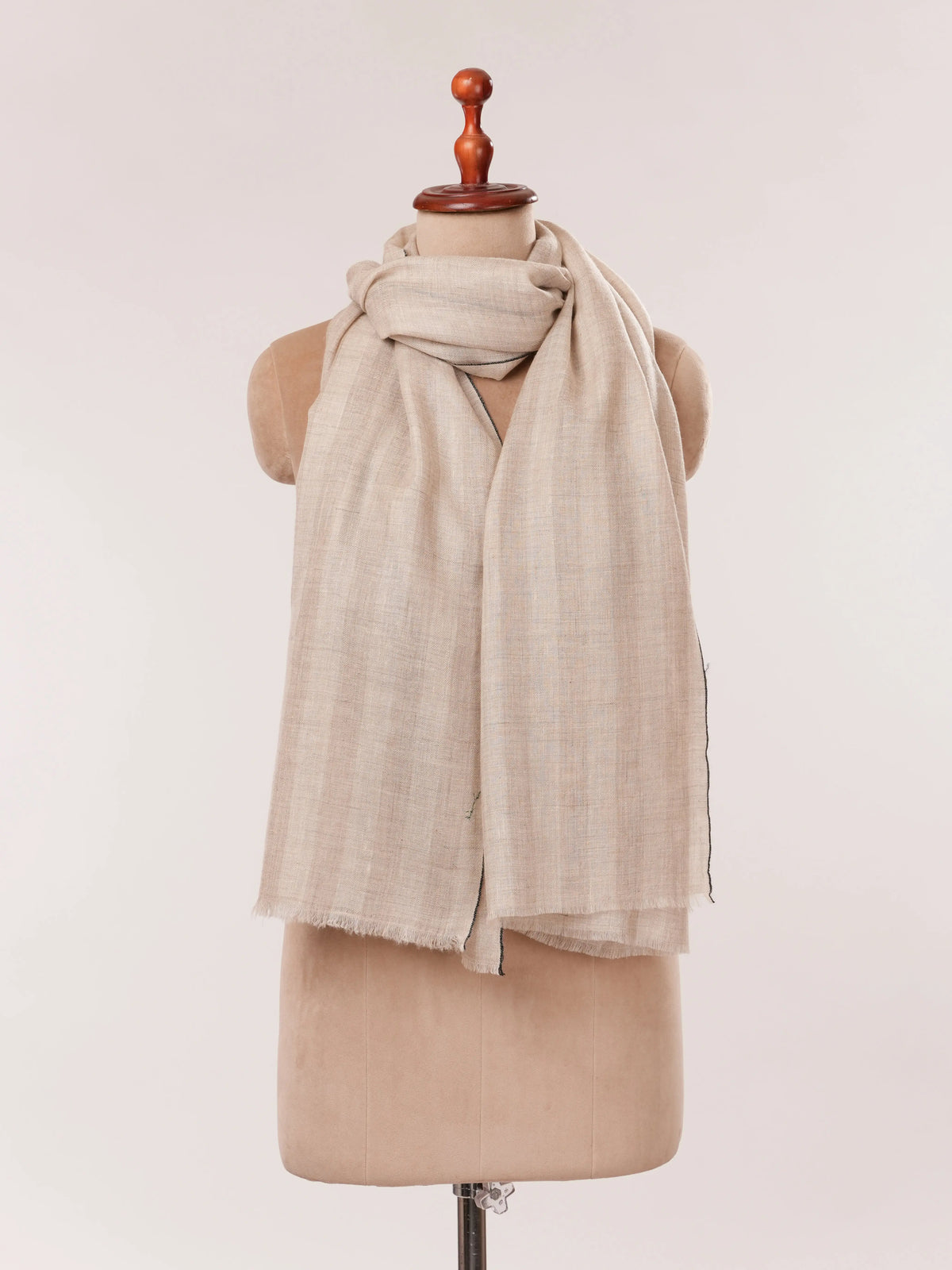 Natural Grey Stripe Baby Soft Cashmere Stole Shahkaar