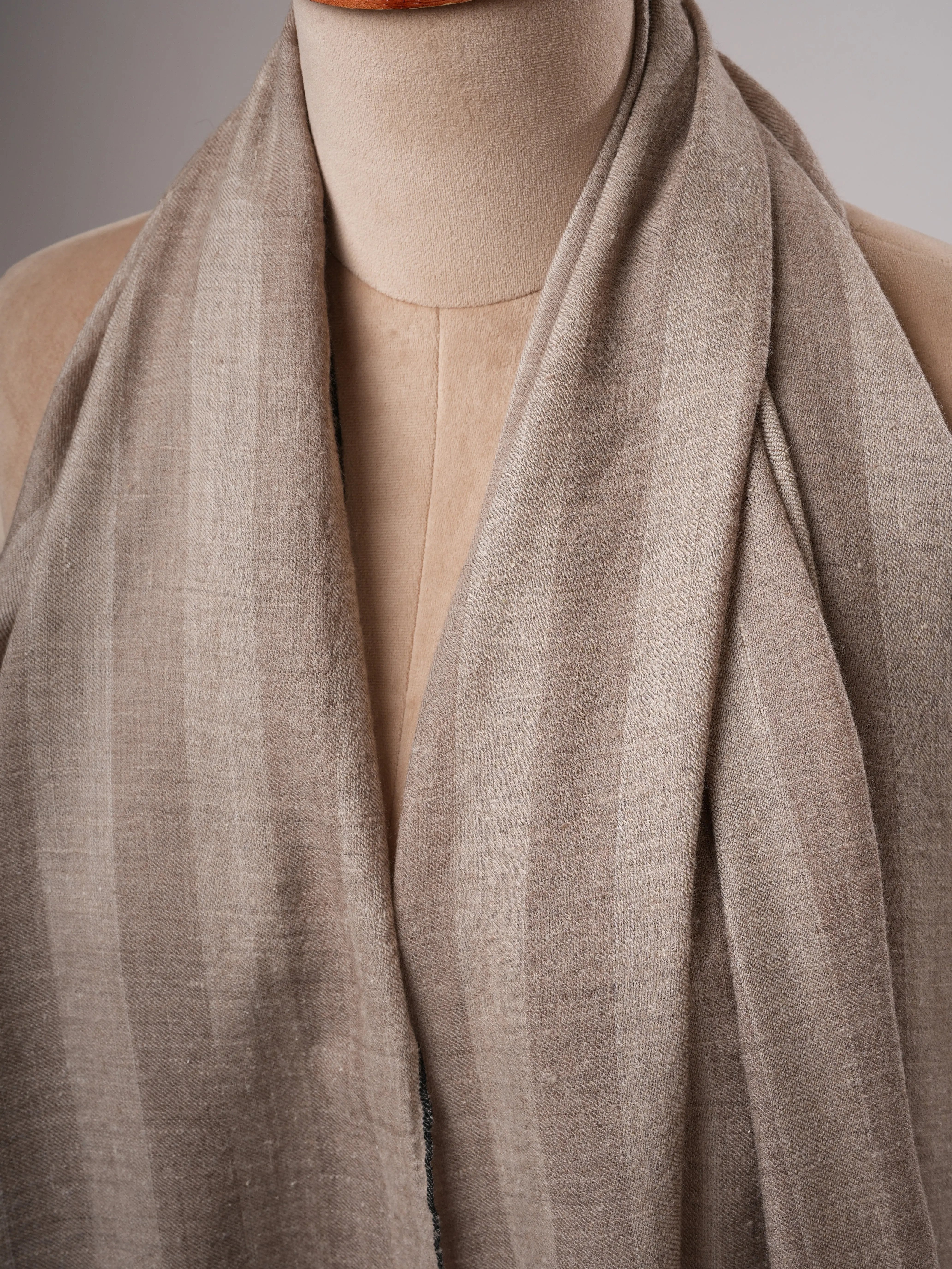 Natural Grey Stripe Baby Soft Cashmere Stole Shahkaar